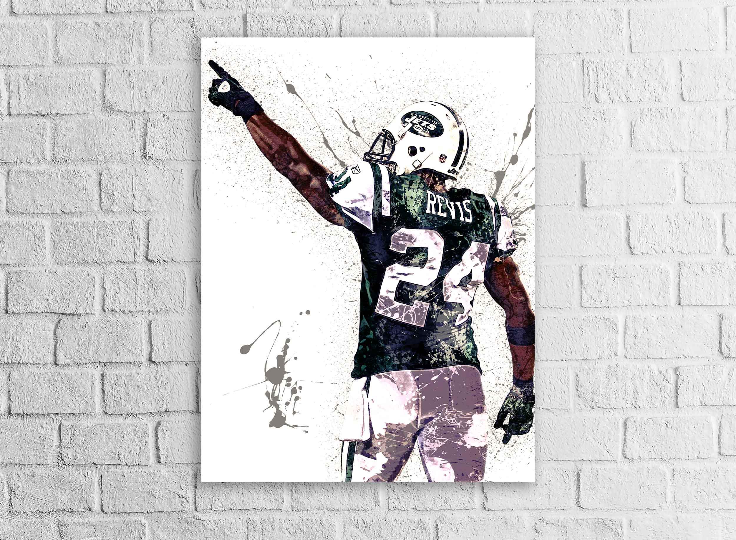 Darrelle Revis Poster, NY Jets, Gallery Canvas Wrap or Premium Poster, Fine Art, Man Cave, Kids room