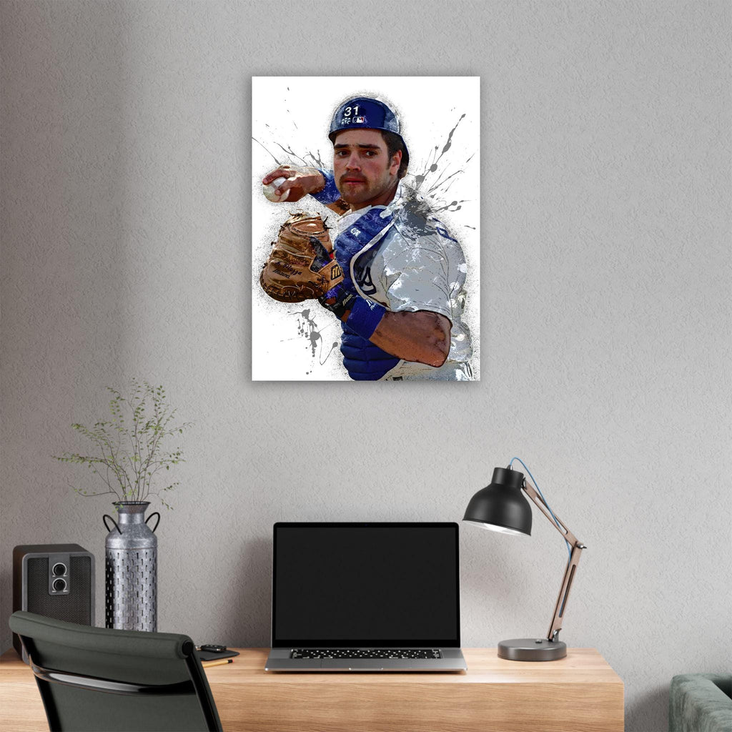 Mike Piazza Poster, Los Angeles Dodgers, Gallery Canvas Wrap, Fine Art, Wall Decor for Man Cave, Kids room, Dorm Room