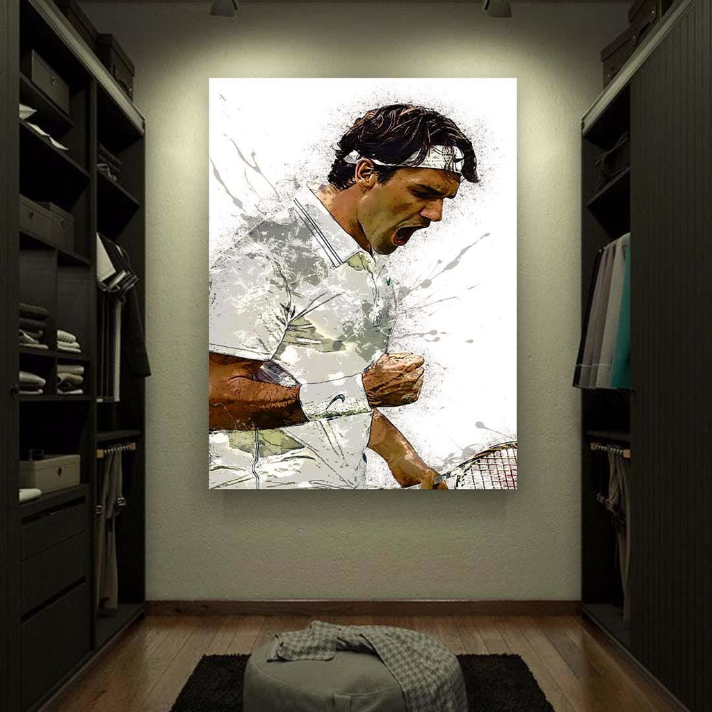 Roger Federer Poster, Gallery Canvas Wrap or Premium Poster, Quality, Man Cave, Office, Dorm Room, Kids room