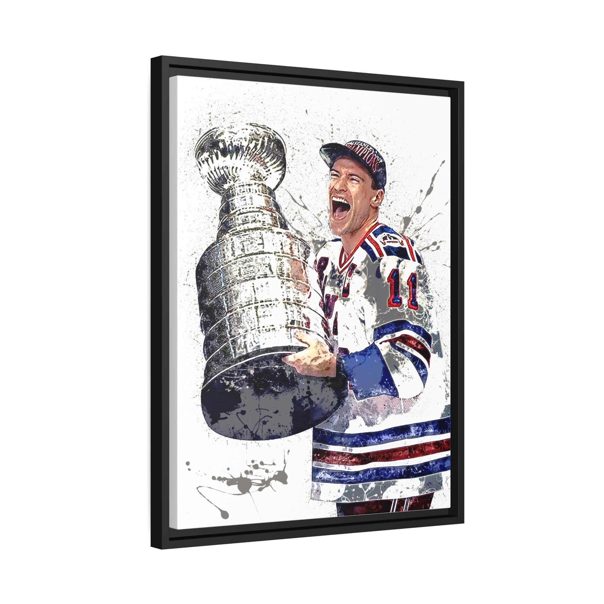 Mark Messier Trophy Poster, New York Rangers, Gallery Canvas Wrap or Museum-Quality Poster, Man Cave, Kids room, Office