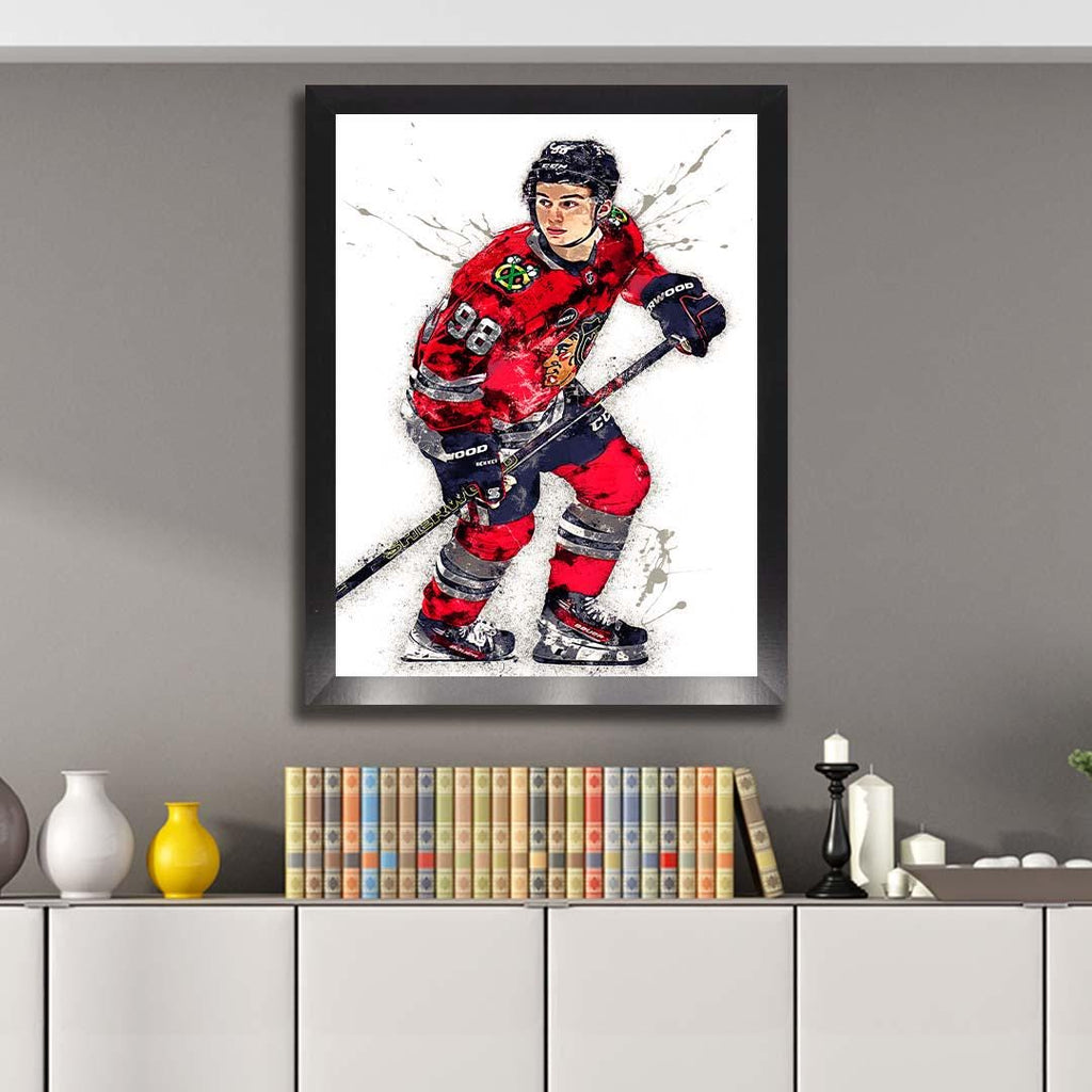 Connor Bedard Poster, Chicago Blackhawks, Gallery Canvas Wrap or Museum-Quality Poster Print, Wall Decor for Man Cave, Office or Kids Room