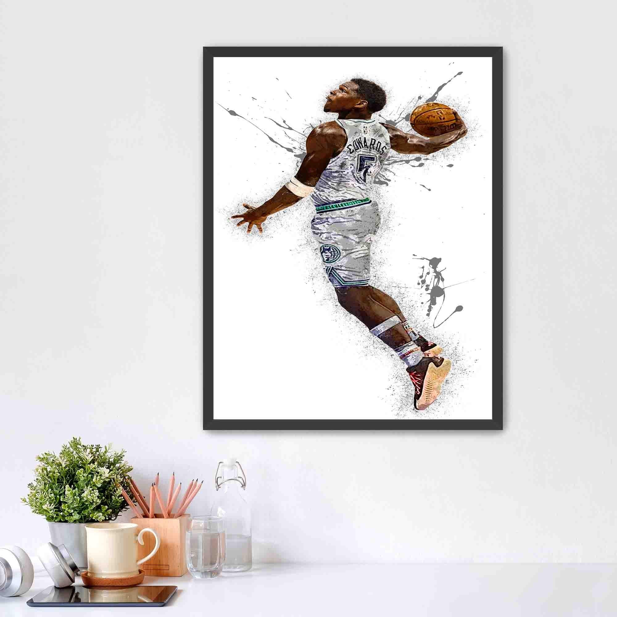 Anthony Edwards, Dunk, Minnesota Timberwolves, Gallery Canvas Wrap or Museum-Quality Poster, Fine Art, Man Cave, Kids room, Dorm Room