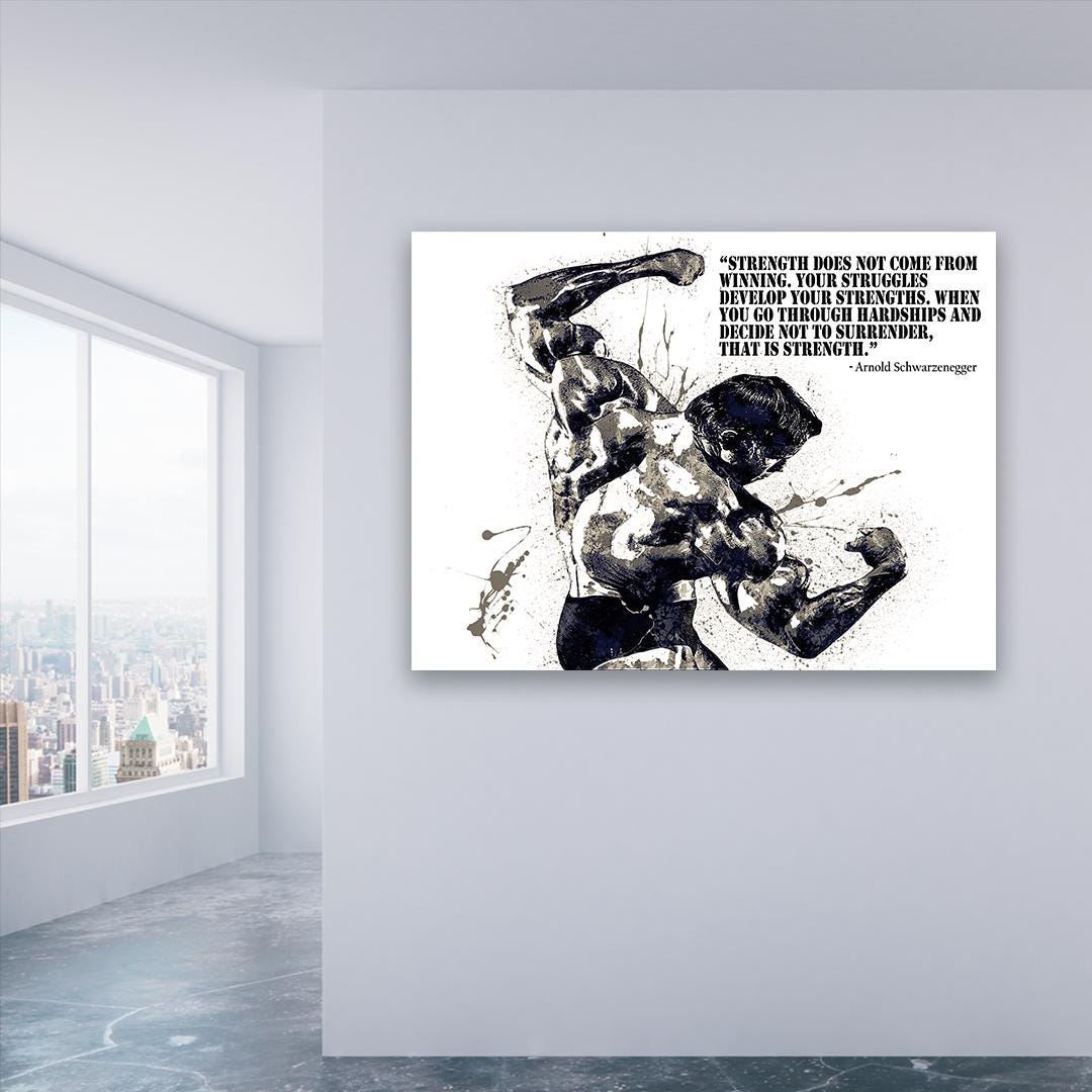 Arnold Schwarzenegger, Quote Poster, Motivational, Gallery Canvas Wrap or Premium Poster, Gym Room, Fine Art Quality, Man Cave, Kids room