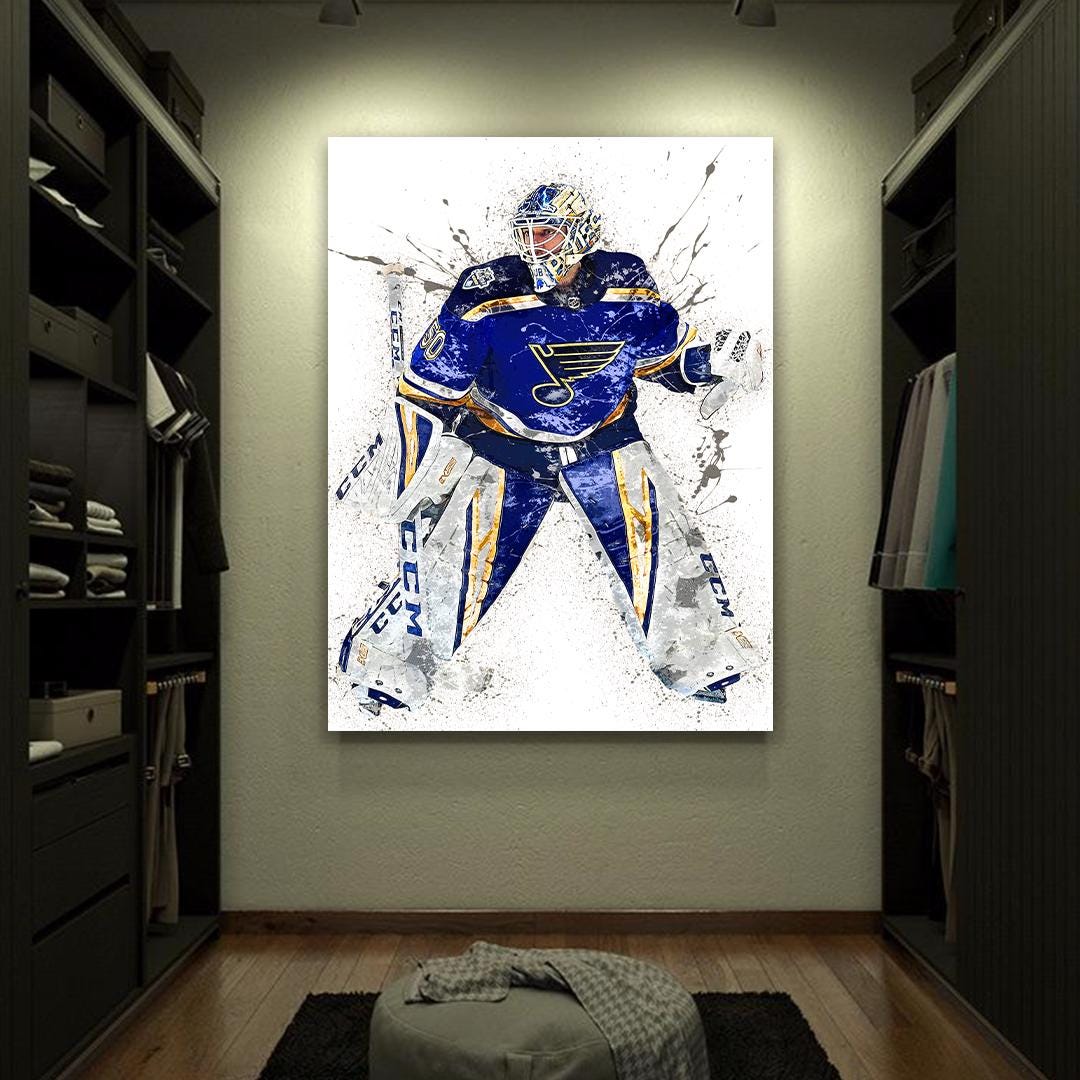 Jordan Binnington Poster, St. Louis Blues, Gallery Canvas Wrap or Museum-Quality Poster, Man Cave, Kids room, Office