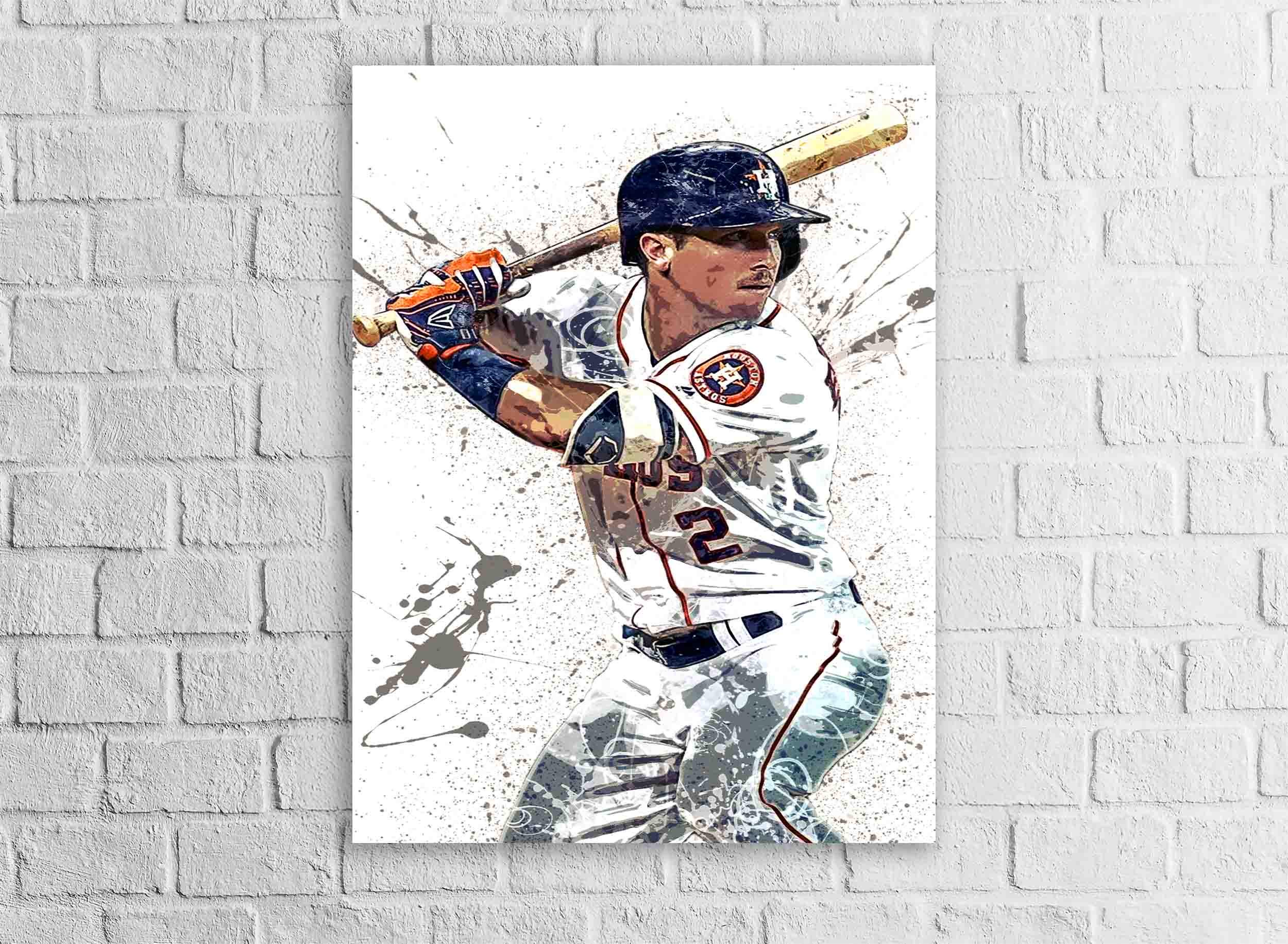 Alex Bregman Poster, Houston Astros, Gallery Canvas Wrap or Museum-Quality Poster Print, Fine Art, Man Cave, Office or Kids Room