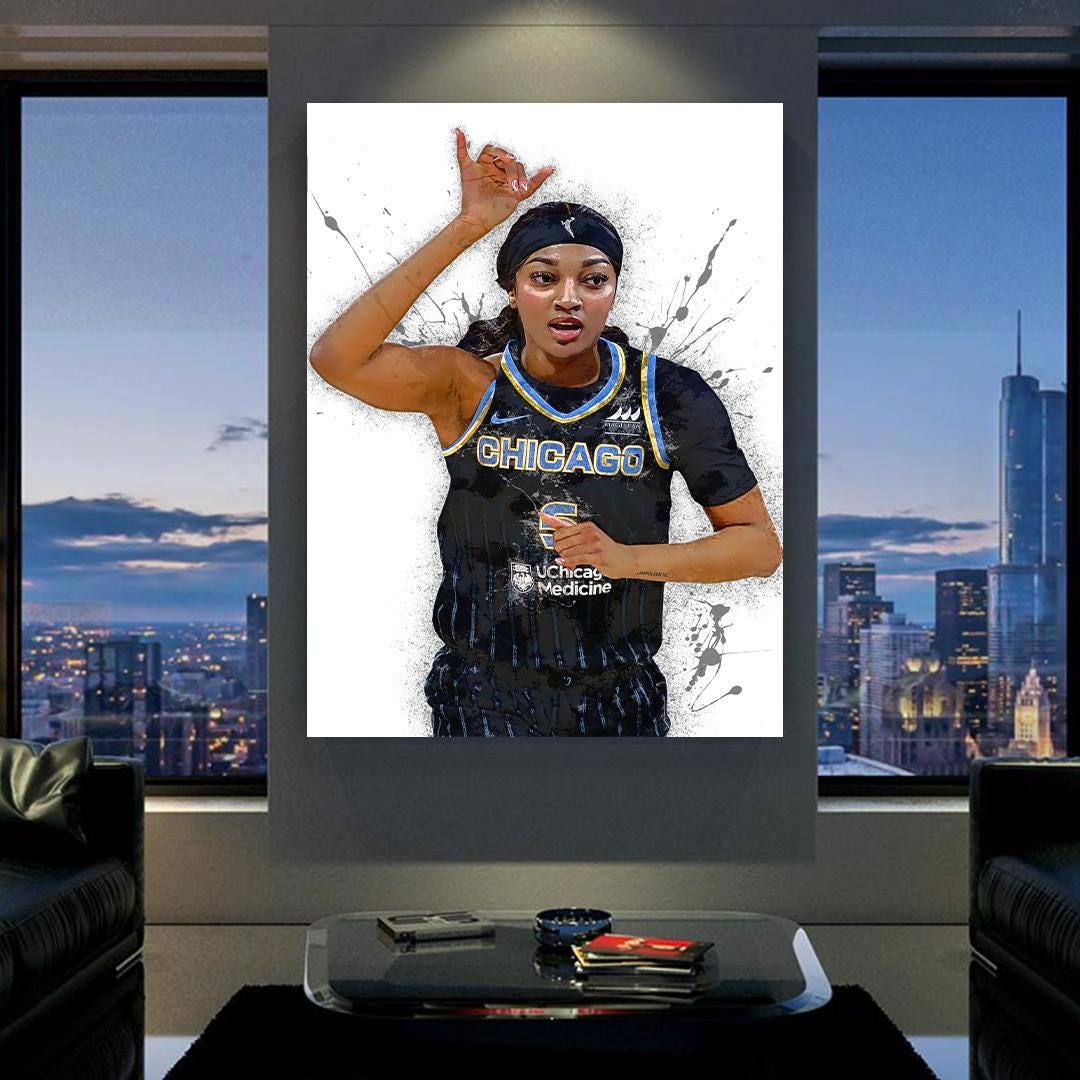 Angel Reese Poster, Chicago Sky, Gallery Canvas Wrap or Museum-Quality Poster Print, Fine Art, Man Cave, Office or Dorm Room