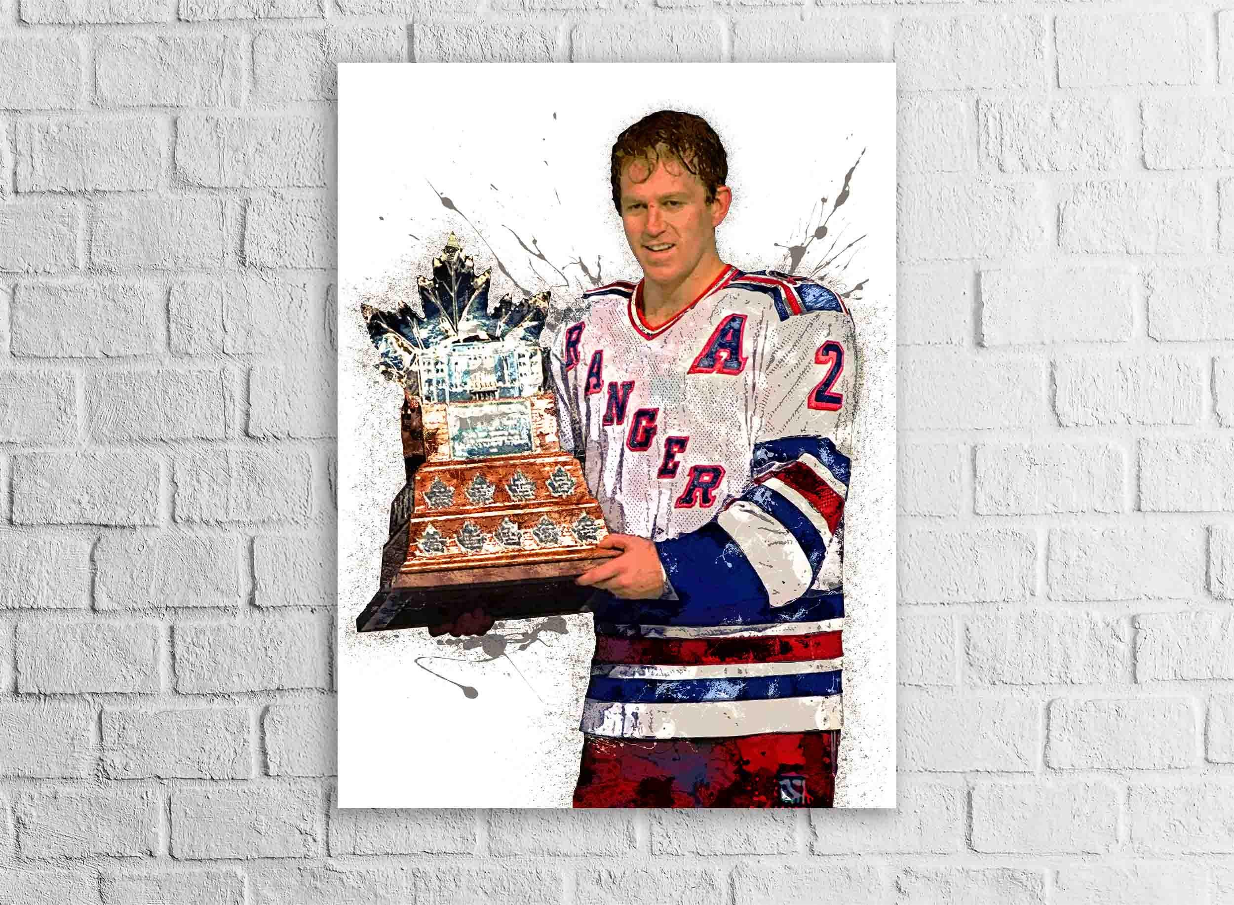 Brian Leetch, Conn Smythe Trophy Poster, New York Rangers, Gallery Canvas Wrap or Museum-Quality Poster, Man Cave, Kids room, Office