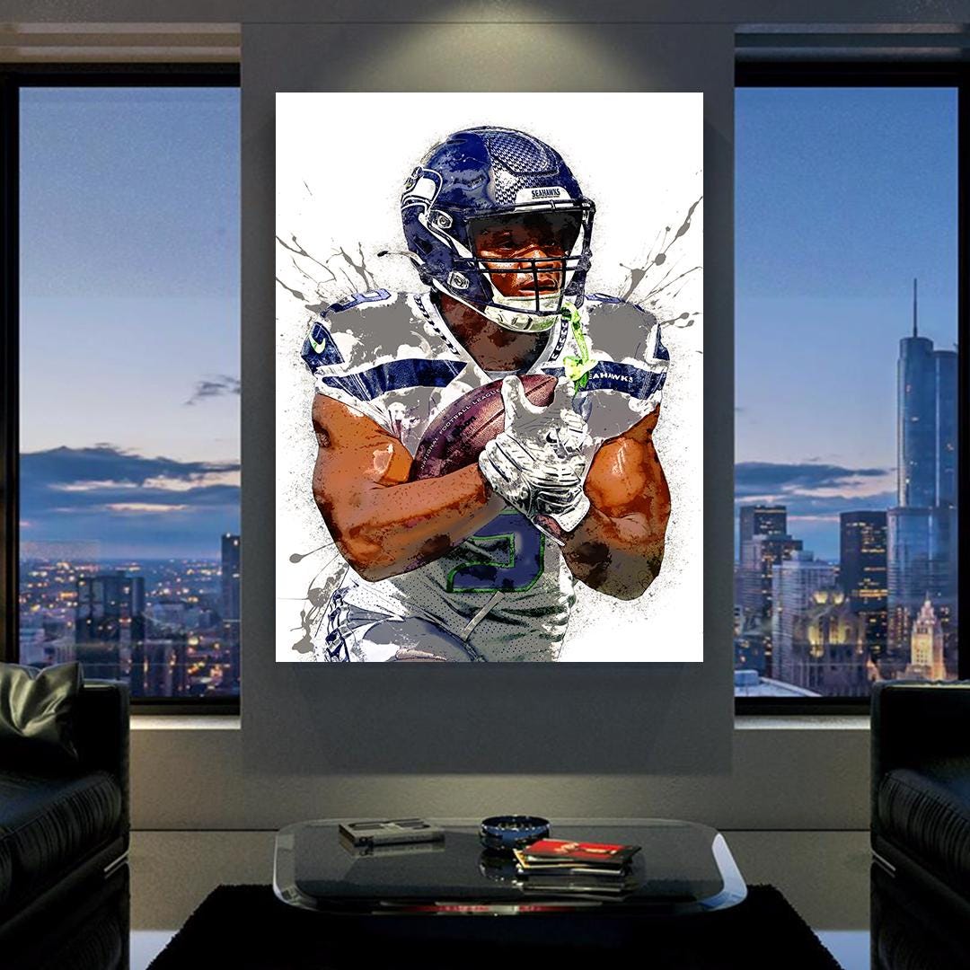Kenneth Walker Poster, Seattle Seahawks, Gallery Canvas Wrap or Museum-Quality Poster, Fine Art, Man Cave, Kids room