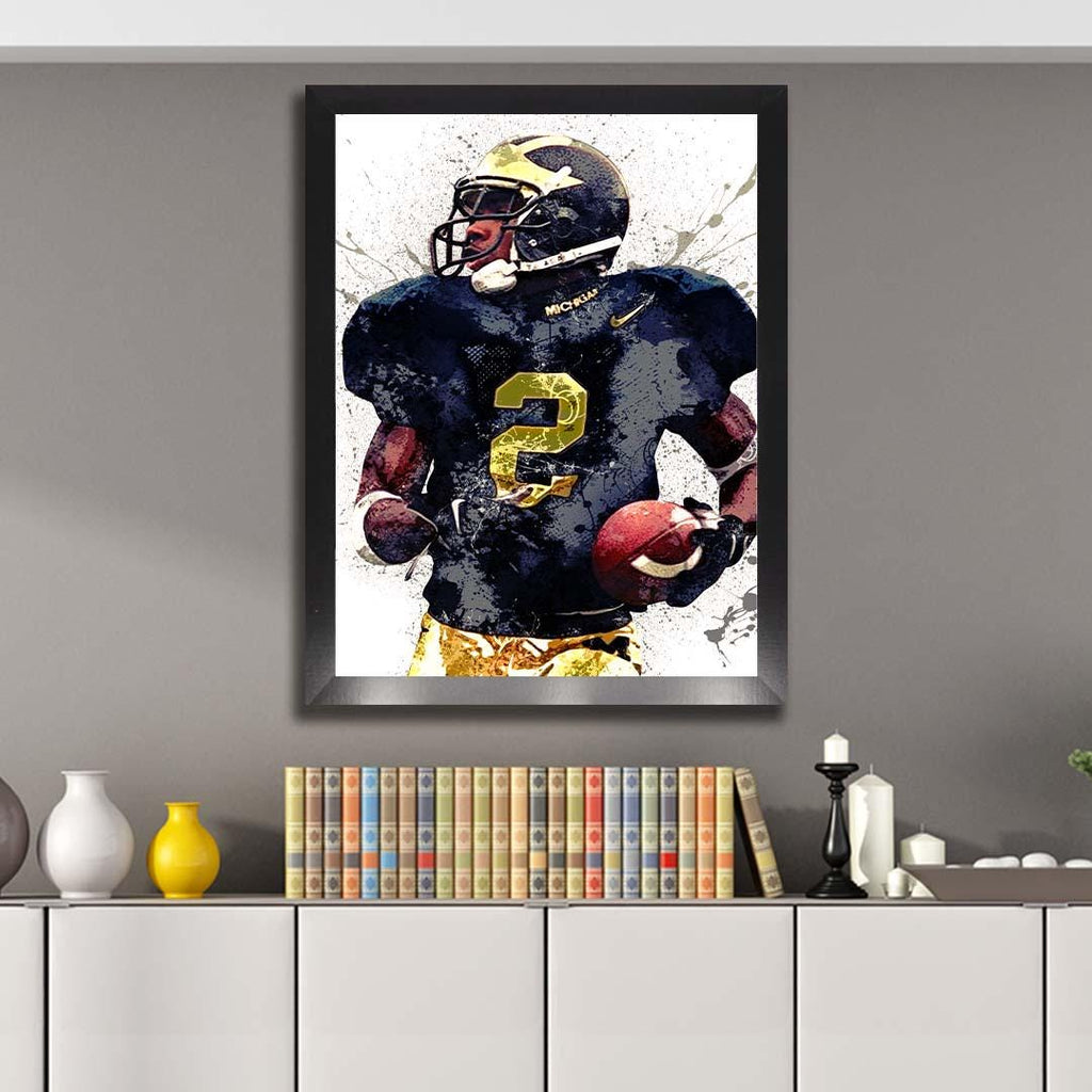 Charles Woodson Poster, Michigan Wolverines, Gallery Canvas Wrap or Museum-Quality Poster, Fine Art, Man Cave, Kids room, Dorm Room