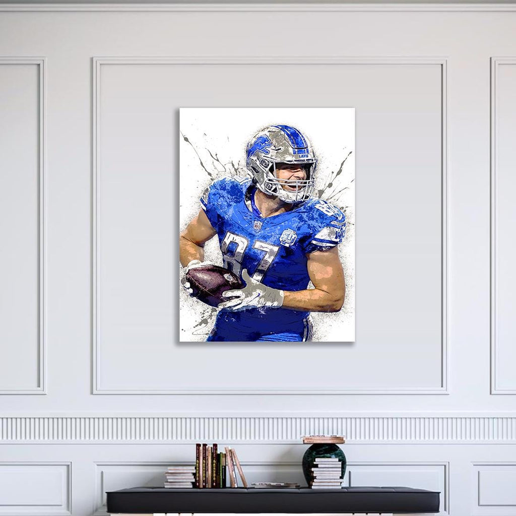 Sam LaPorta Poster, Detroit Lions, Gallery Canvas Wrap, Museum-Quality Poster, Wall Art, Man Cave, Kids room, Office