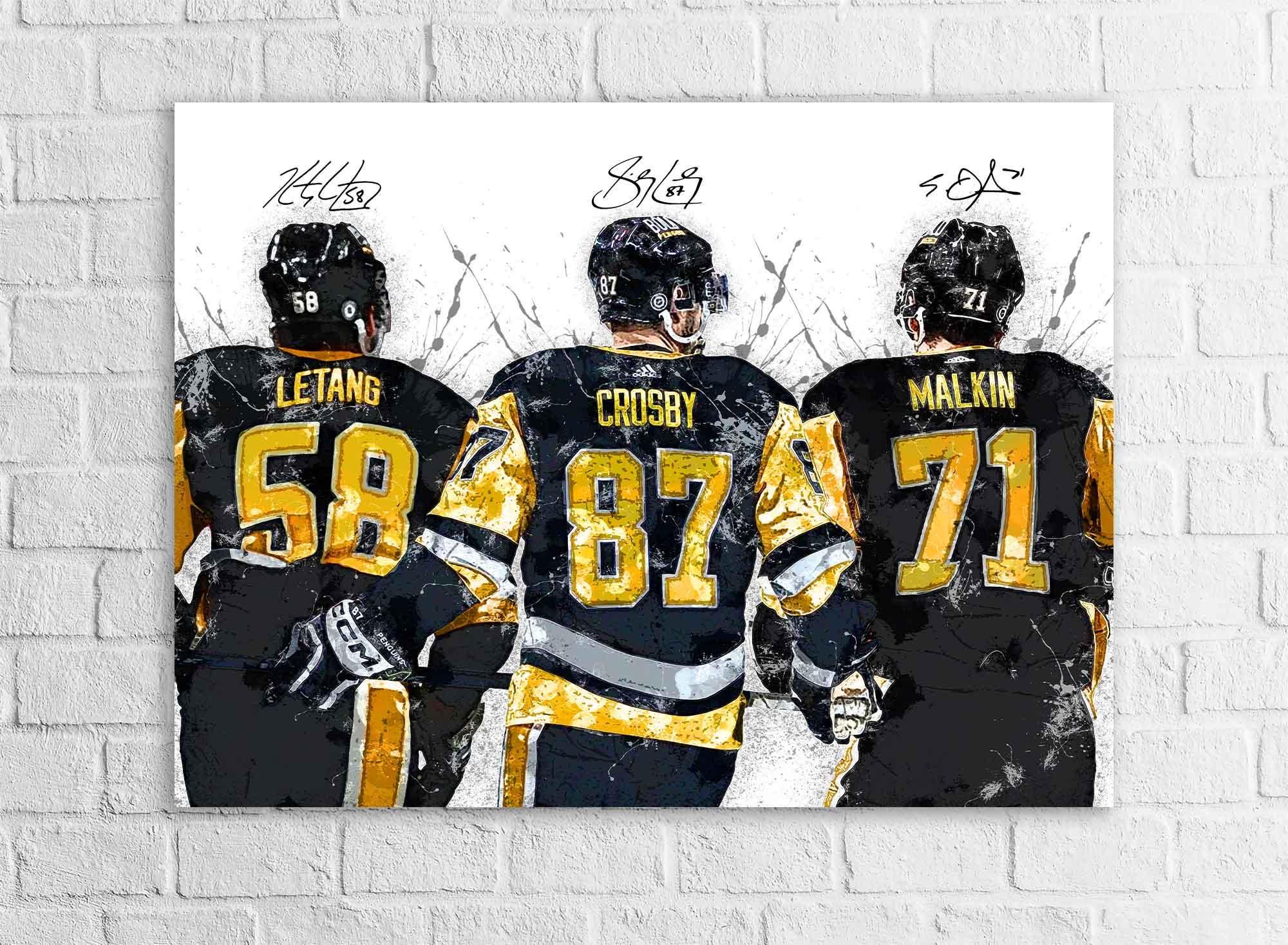 Sidney Crosby, Kris Letang, Evgeni Malkin, Pittsburgh Penguins, Gallery Canvas Wrap or Museum-Quality Poster, Man Cave, Kids room, Office