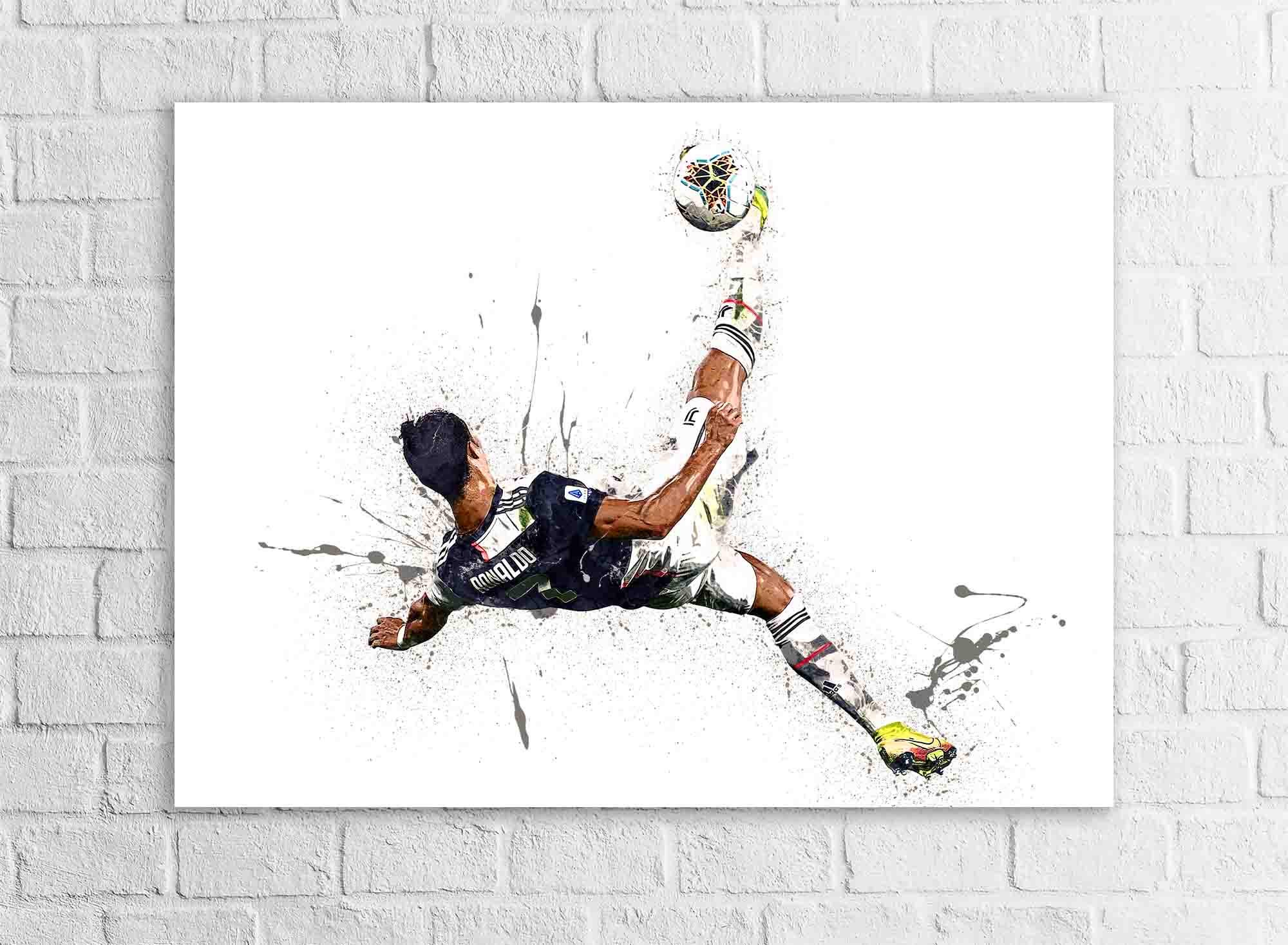 Cristiano Ronaldo, "Iconic Bicycle Kick", Gallery Canvas Wrap or Museum-Quality Poster, Wall Decor, Man Cave, Kids room, Office