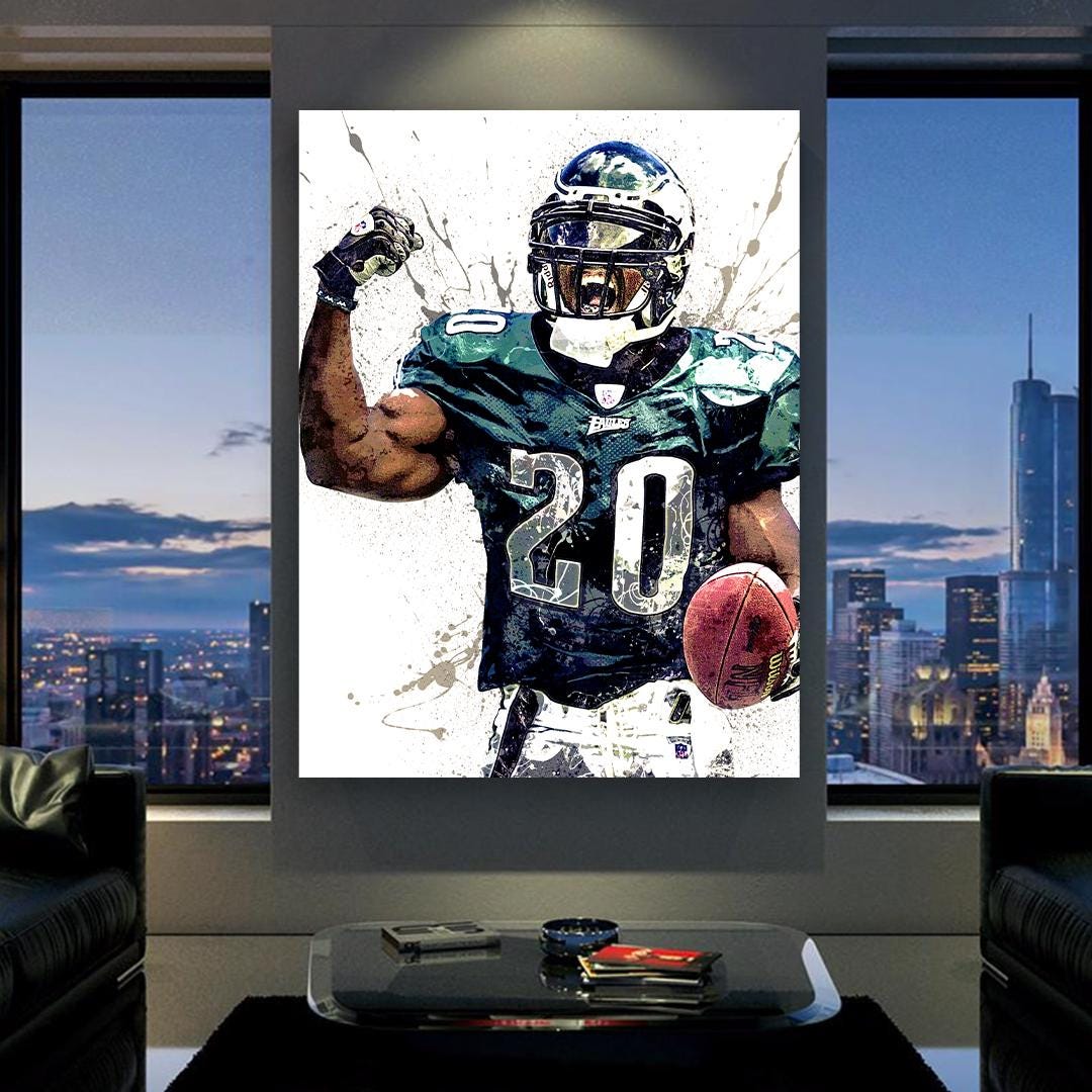 Brian Dawkins Poster, Philadelphia Eagles, Gallery Canvas Wrap or Museum-Quality Poster, Fine Art, Wall Decor for Man Cave, Kids room