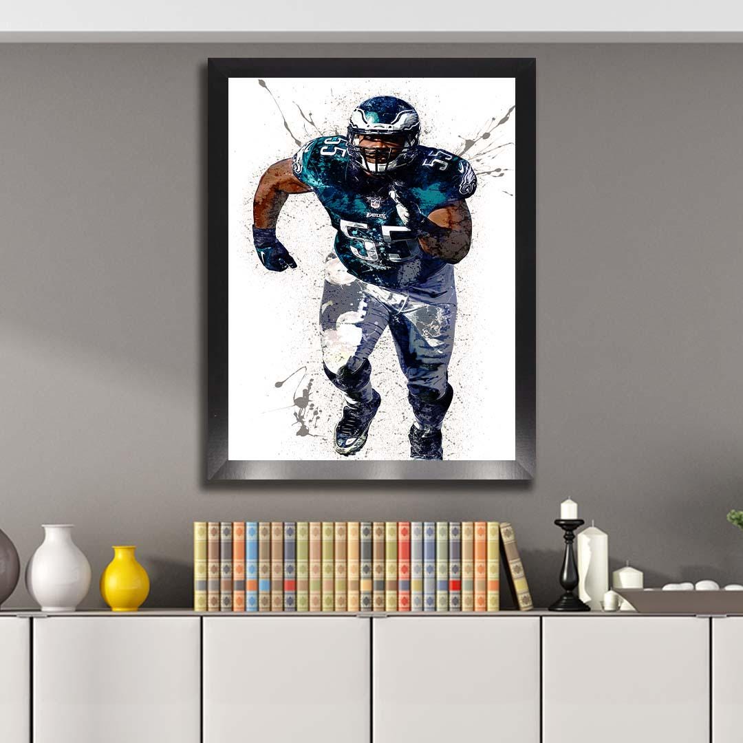 Brandon Graham Poster, Philadelphia Eagles, Gallery Canvas Wrap or Museum-Quality Poster, Fine Art, Wall Decor for Man Cave, Kids room