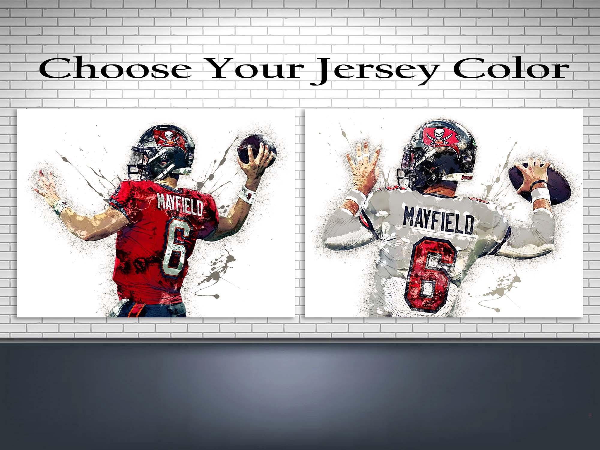 Baker Mayfield Poster, Tampa Bay Buccaneers, Gallery Canvas Wrap or Museum-Quality Poster, Fine Art, Wall Decor for Man Cave, Kids room
