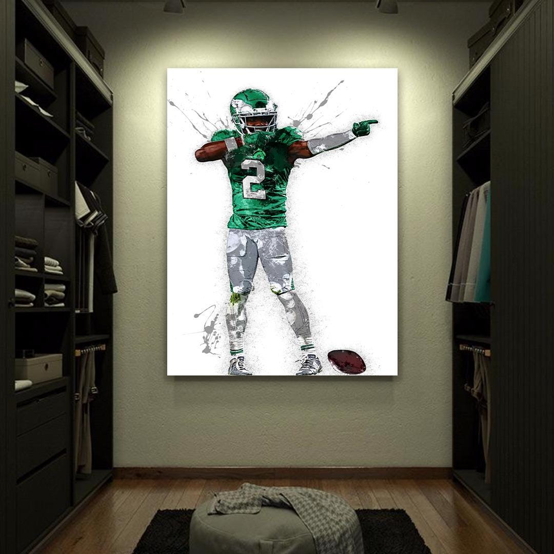 Jahan Dotson Poster, "Touchdown Celebration", Philadelphia Eagles, Gallery Canvas Wrap or Premium Poster, Man Cave, Kids room, Office