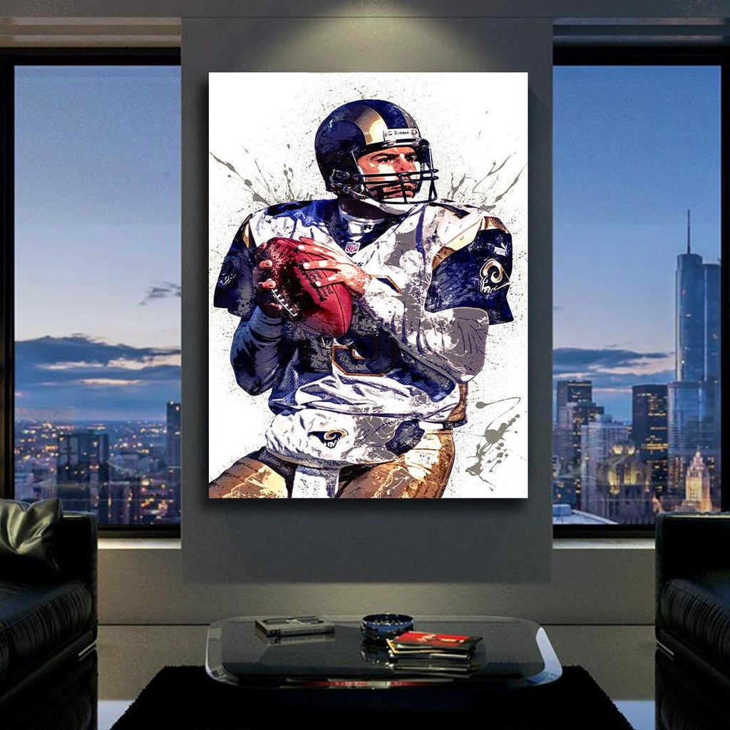 Kurt Warner Poster, Los Angeles Rams, Canvas Wrap or Museum-Quality Poster, Fine Art, Man Cave, Kids room, Office