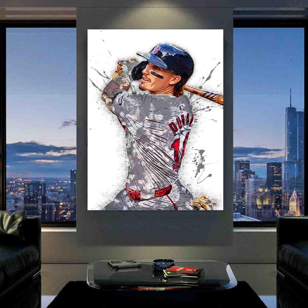 Jarren Duran Poster, Boston Red Sox, Gallery Canvas Wrap or Museum-Quality Poster Print, Fine Art, Man Cave, Office or Kids Room