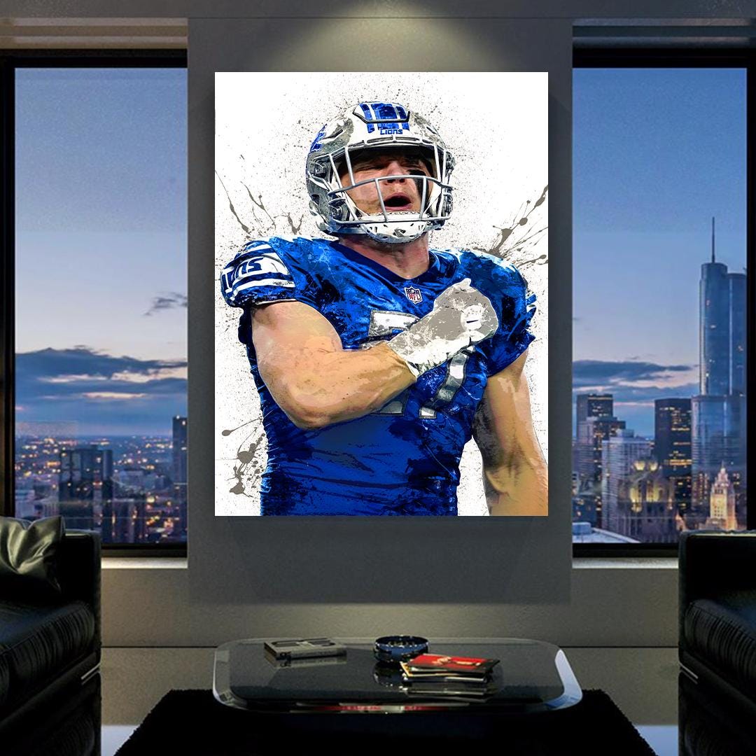 Aidan Hutchinson Poster, Detroit Lions, Gallery Canvas Wrap, Museum-Quality Poster, Wall Art, Man Cave, Kids room, Office