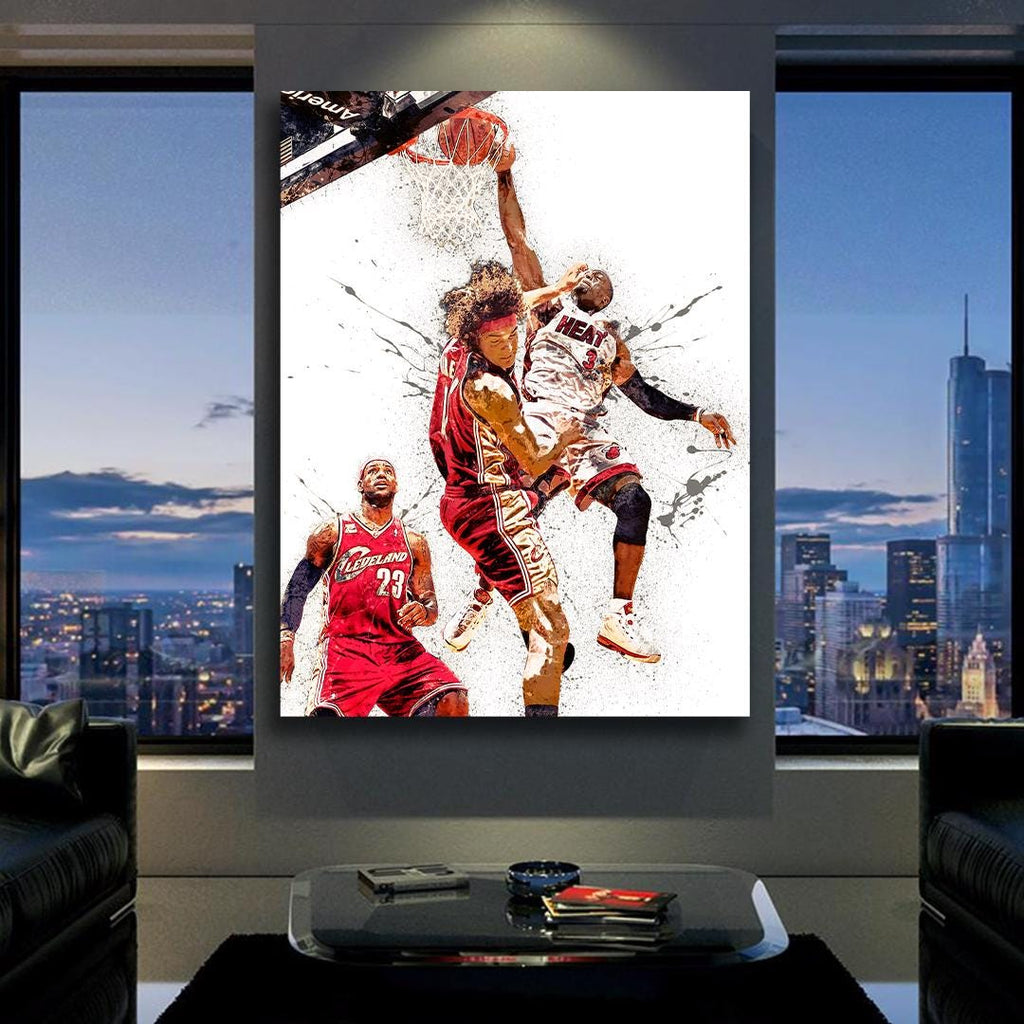 Dwyane Wade Legendary Dunk Poster, Miami Heat, Gallery Canvas Wrap or Museum-Quality Poster, Fine Art, Man Cave, Kids room, Dorm Room