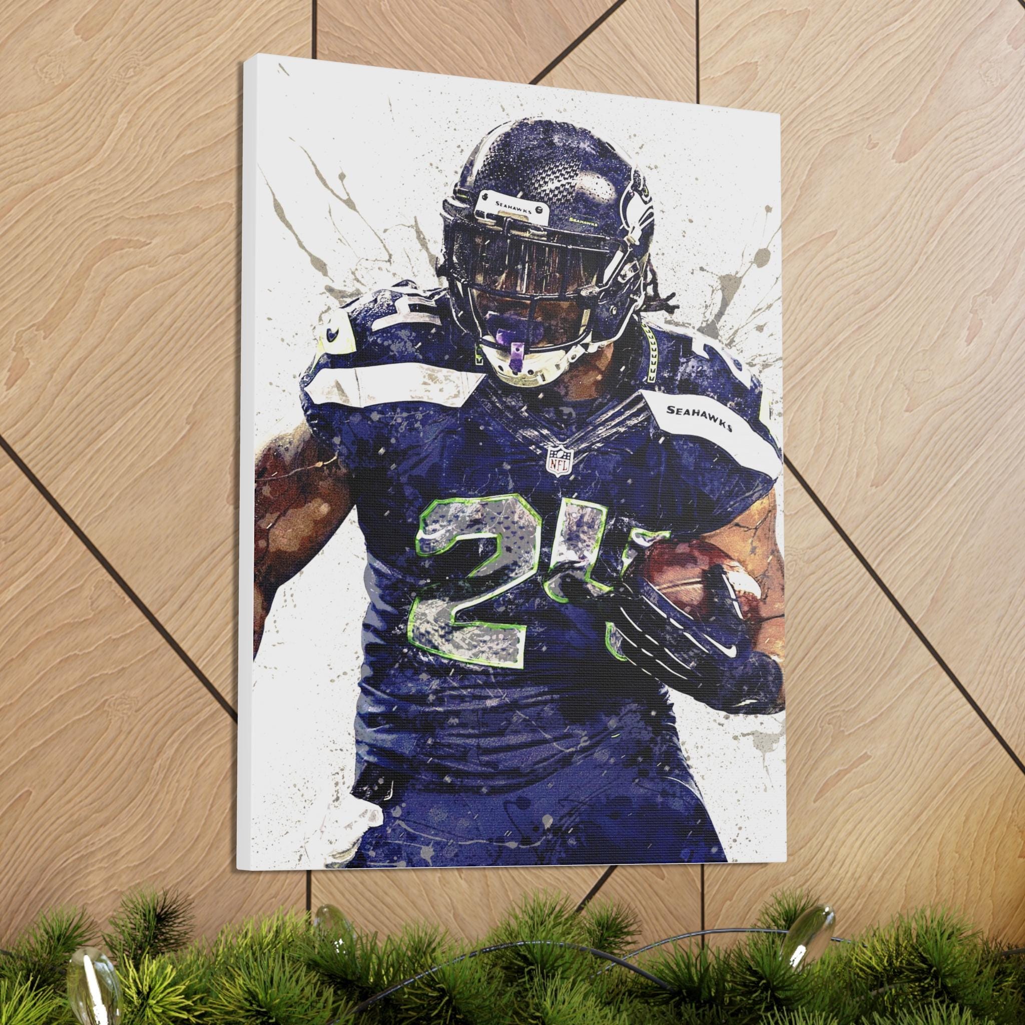 Marshawn Lynch Poster, Seattle Seahawks, Gallery Canvas Wrap or Museum-Quality Poster, Fine Art, Man Cave, Kids room