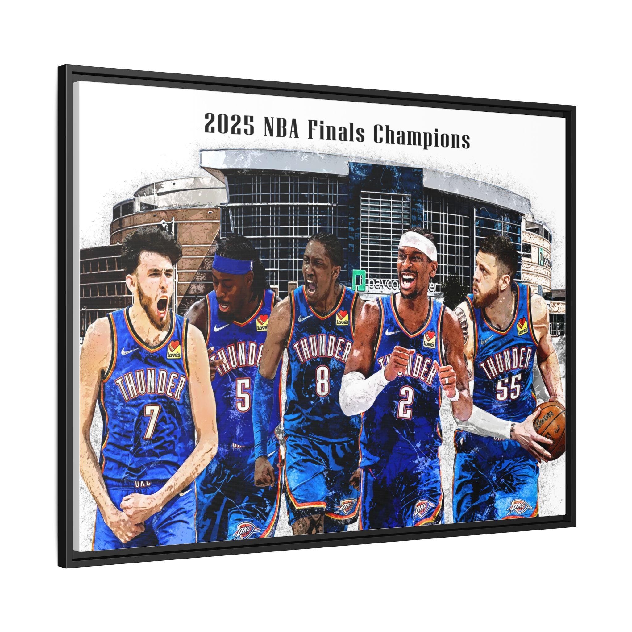 Oklahoma City Thunder 2025 Champions Poster, Canvas Wrap: NBA Finals Art, Man Cave Decor
