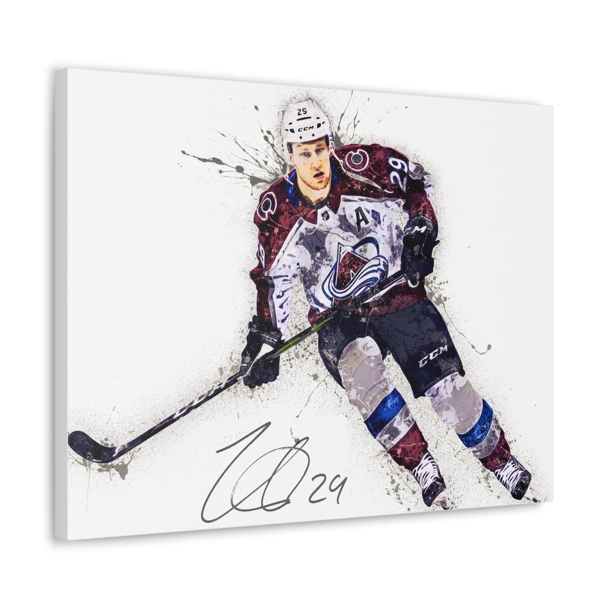 Nathan MacKinnon Poster, Colorado Avalanche, Gallery Canvas Wrap or Museum-Quality Poster Print, Man Cave, Office or Kids Room