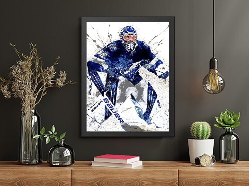 Andrei Vasilevskiy Poster, Tampa Bay Lightning, Gallery Canvas Wrap or Museum-Quality Poster Print, Man Cave, Office or Kids Room