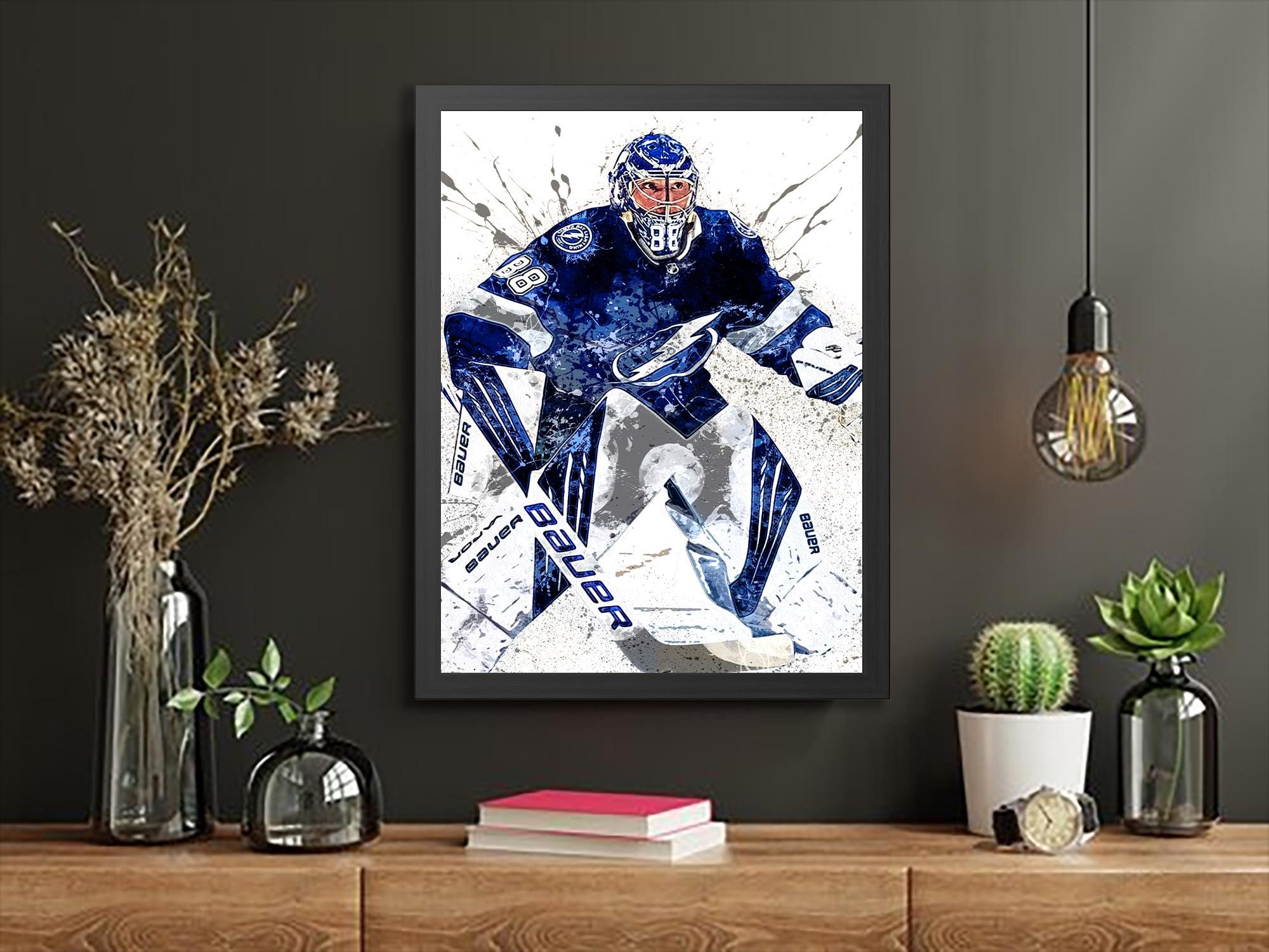 Andrei Vasilevskiy Poster, Tampa Bay Lightning, Gallery Canvas Wrap or Museum-Quality Poster Print, Man Cave, Office or Kids Room
