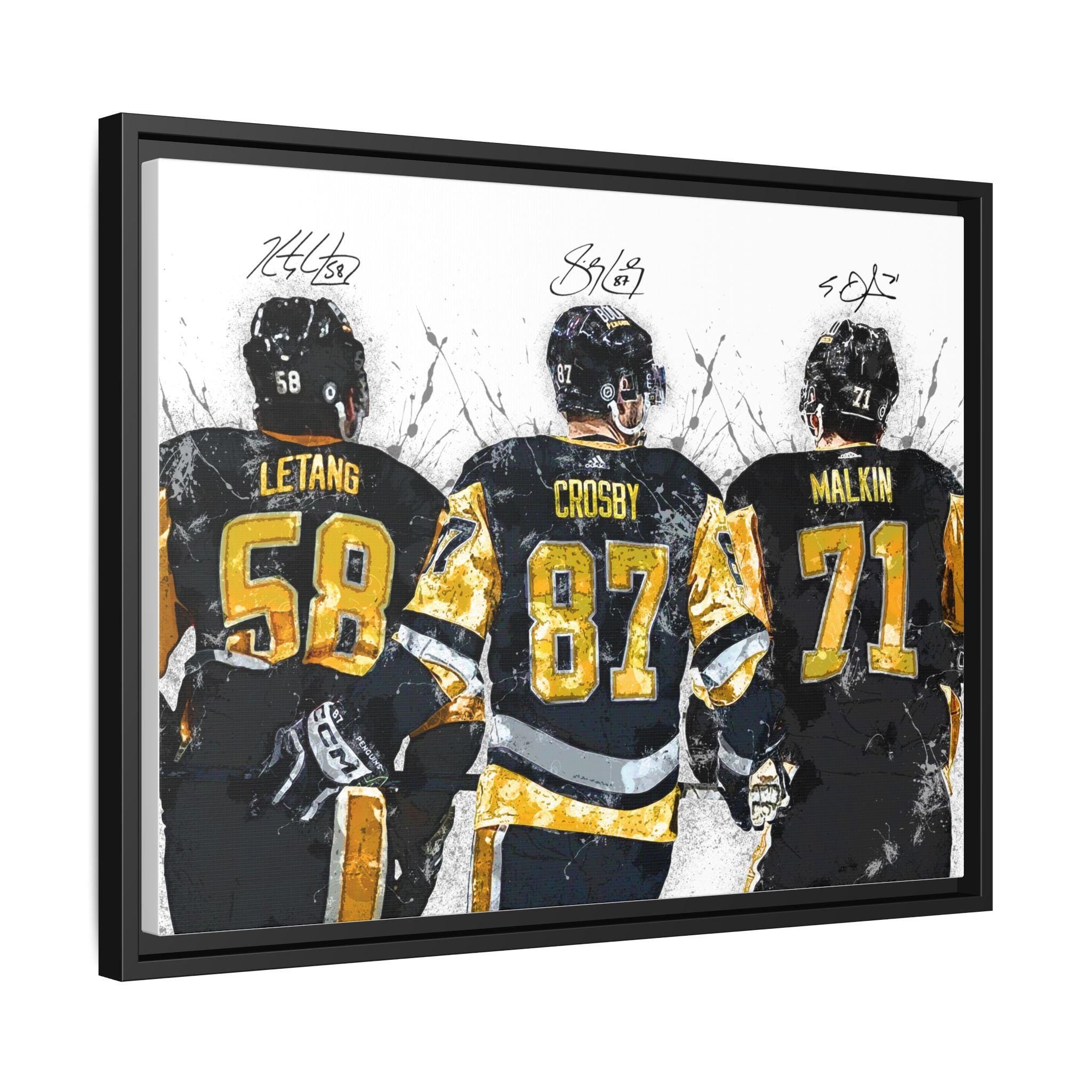 Sidney Crosby, Kris Letang, Evgeni Malkin, Pittsburgh Penguins, Gallery Canvas Wrap or Museum-Quality Poster, Man Cave, Kids room, Office