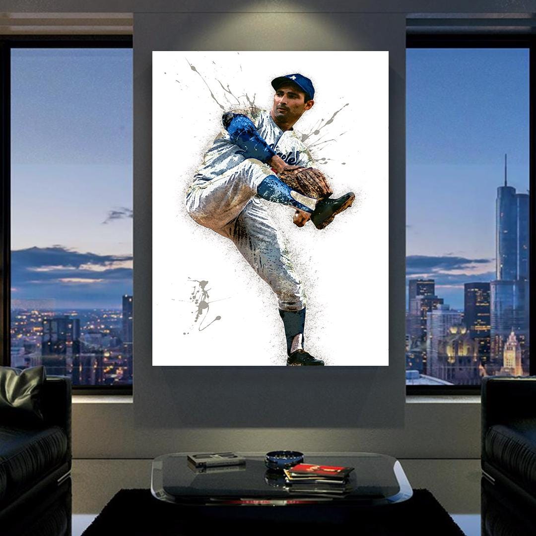 Sandy Koufax Poster, Dodgers, Gallery Canvas Wrap, Fine Art, Wall Decor for Man Cave, Kids room, Dorm Room