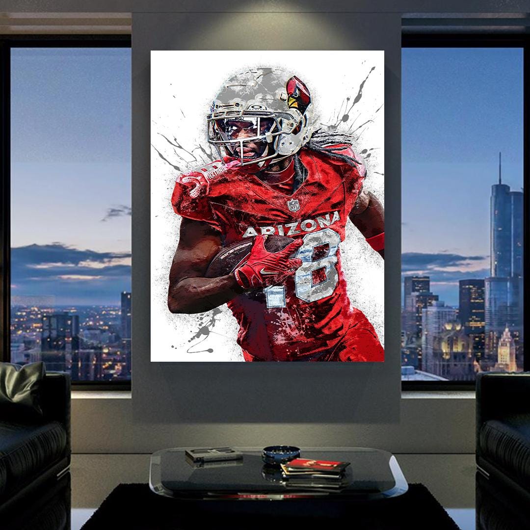 Marvin Harrison Jr. Poster, Arizona Cardinals, Gallery Canvas Wrap or Museum-Quality Poster, Fine Art, Wall Decor for Man Cave, Kids room