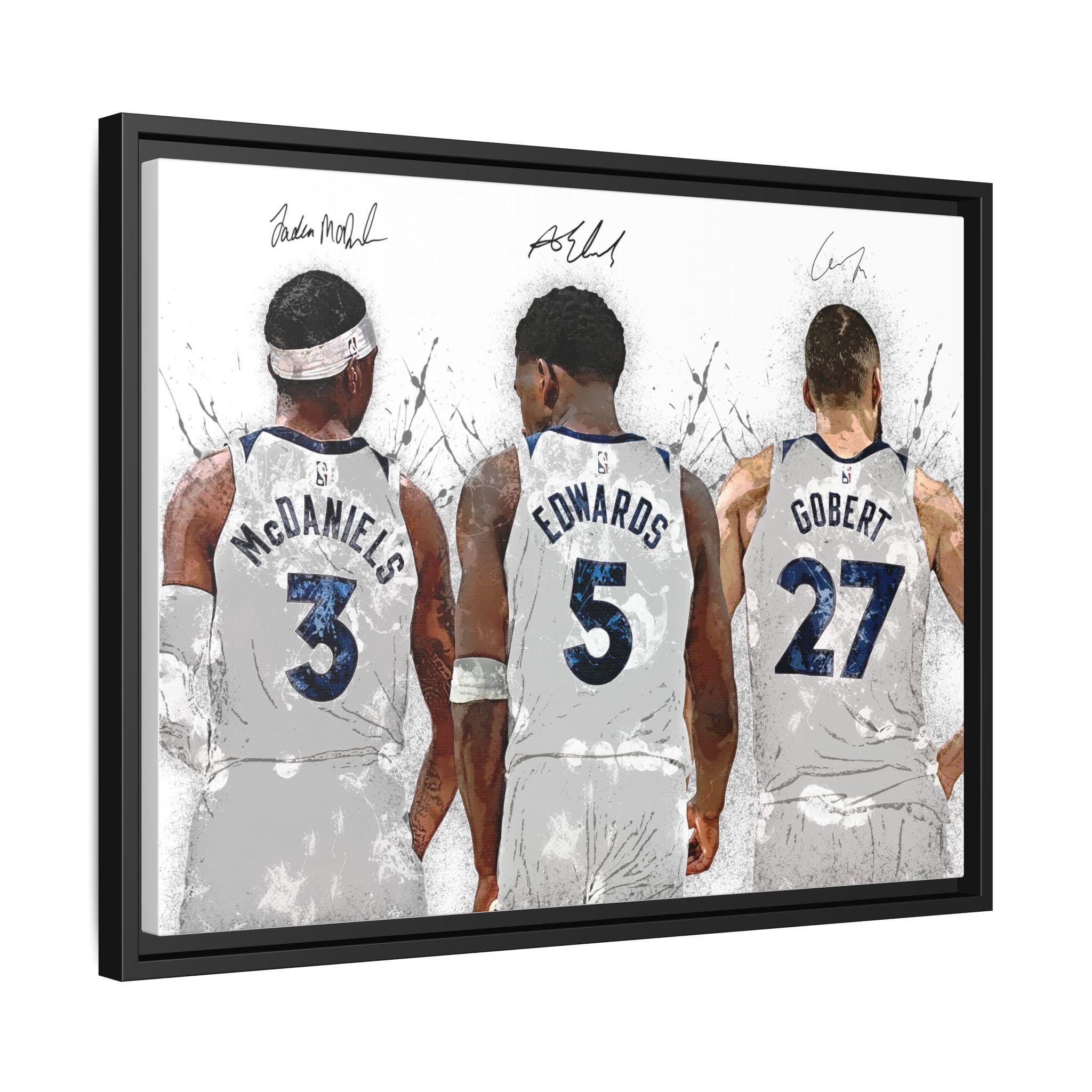 Anthony Edwards, Jaden McDaniels, Rudy Gobert, Minnesota Timberwolves, Gallery Canvas Wrap, Premium Poster, Fine Art, Man Cave, Kids room