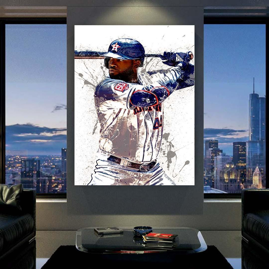 Yordan Álvarez Poster, Houston Astros, Gallery Canvas Wrap or Museum-Quality Poster Print, Fine Art, Man Cave, Office or Kids Room