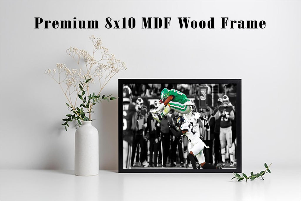 Saquon Barkley, Reverse Hurdle, Philadelphia Eagles, 8"x10" Black Framed Poster