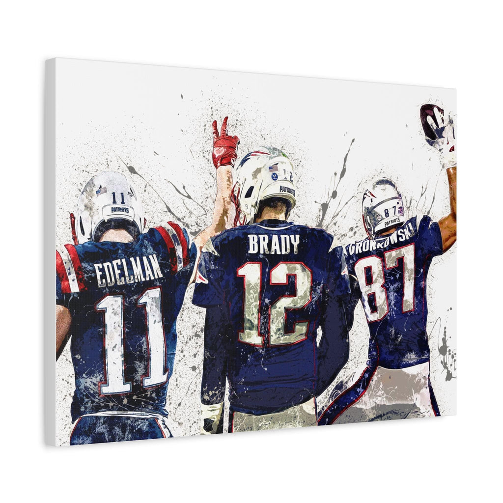 Tom Brady, Rob Gronkowski, Julian Edelman, New England Patriots, Gallery Canvas Wrap, Museum-Quality Poster, Man Cave, Kids room, Dorm Room