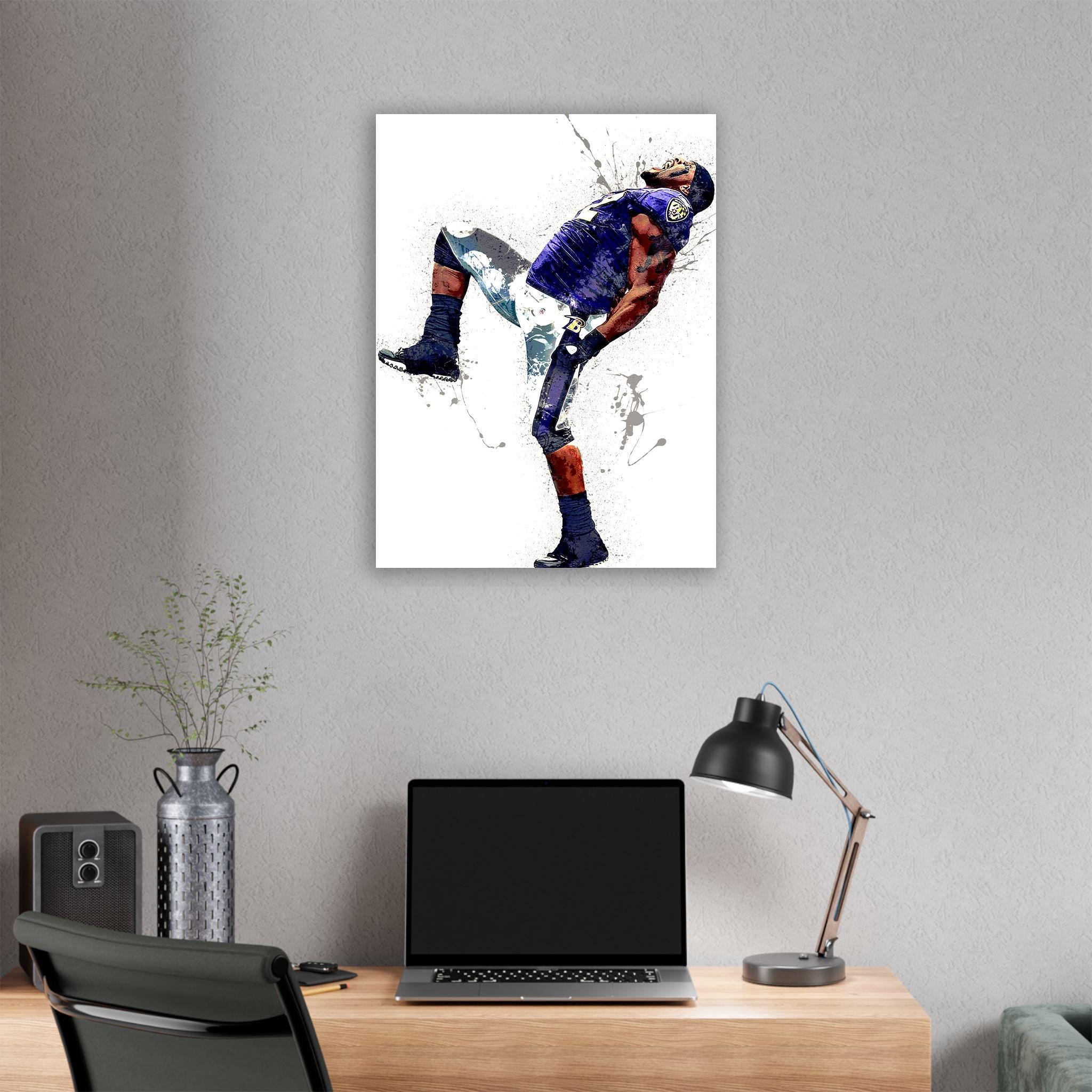 Ray Lewis Poster, Baltimore Ravens, Gallery Canvas Wrap or Museum-Quality Poster, Fine Art, Wall Decor for Man Cave, Kids room