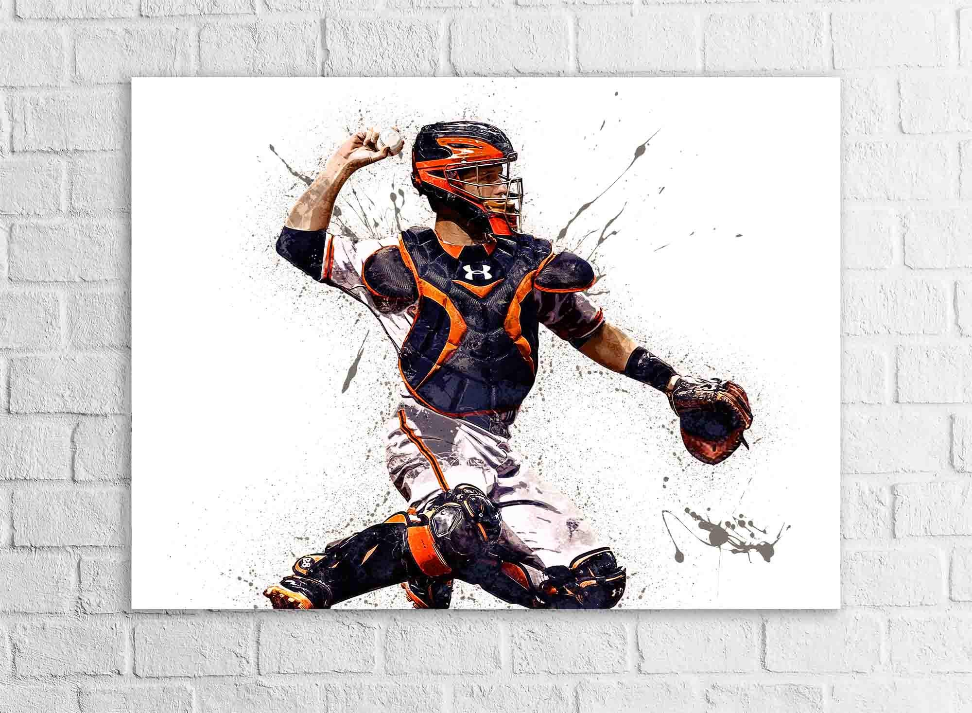 Buster Posey Poster, San Francisco Giants, Gallery Canvas Wrap or Museum-Quality Poster, Fine Art, Man Cave, Kids room, Dorm Room, Kids Room