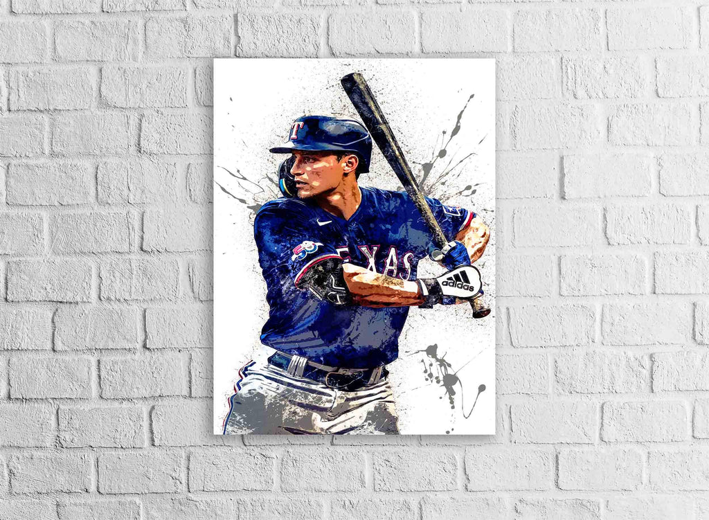 Corey Seager Poster, Texas Rangers, Gallery Canvas Wrap or Museum-Quality Poster, Man Cave, Kids room, Office