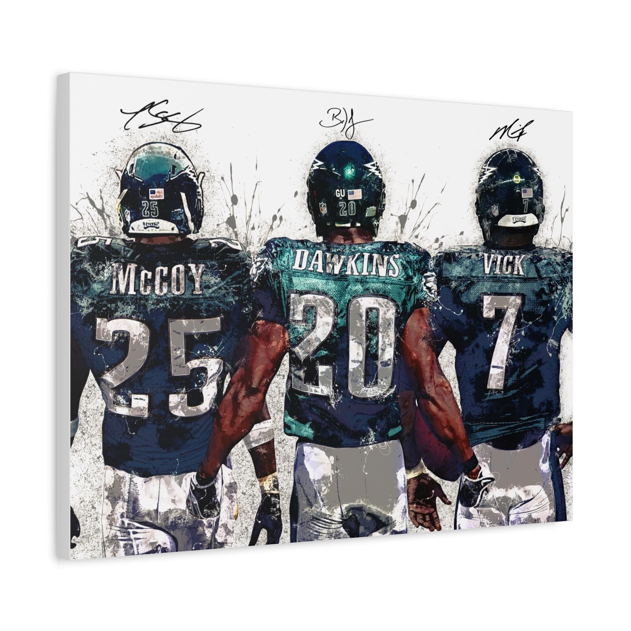 Brian Dawkins, Michael Vick, LeSean McCoy, Philadelphia Eagles, Canvas Wrap or Museum-Quality Poster, Fine Art, Man Cave, Kids room