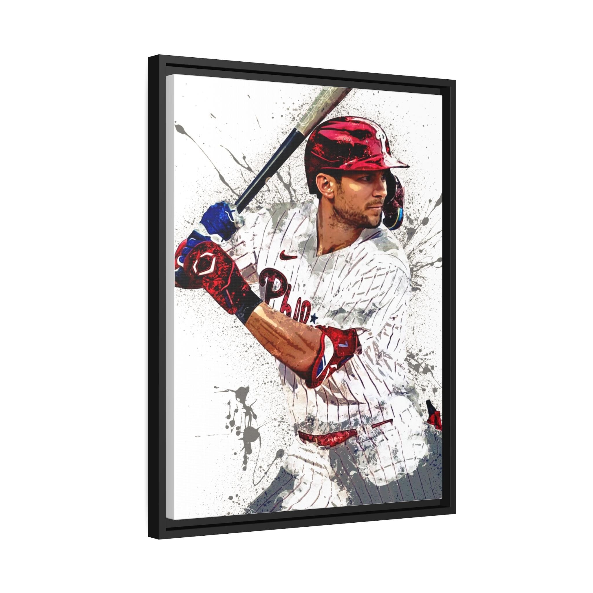 Trea Turner Poster, Philadelphia Phillies, Gallery Canvas Wrap or Museum-Quality Poster Print, Fine Art, Man Cave, Office or Kids Room