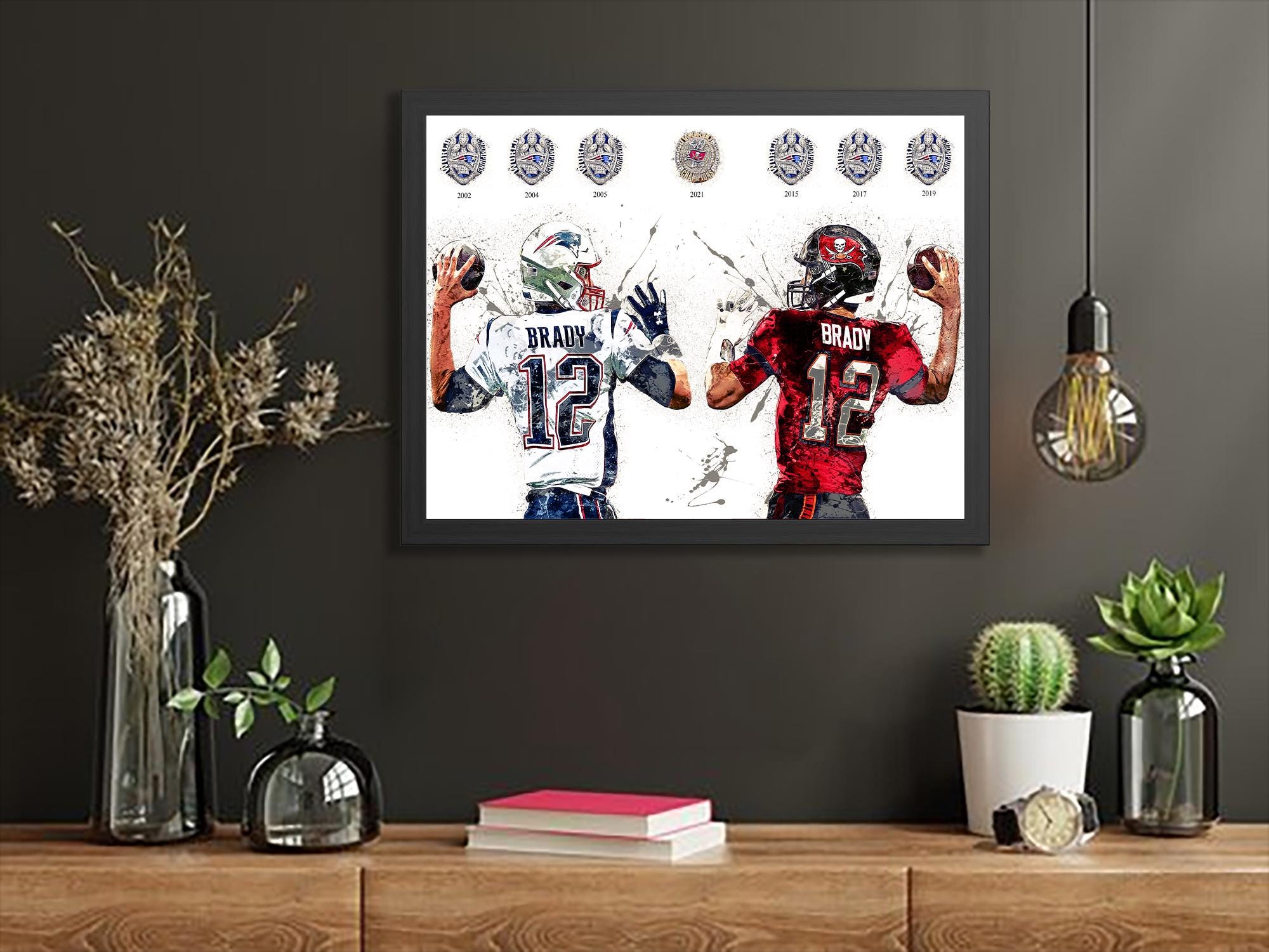 Tom Brady Poster, Tribute, New England Patriots, Tampa Bay Buccaneers Gallery Canvas Wrap, Premium Poster, Man Cave, Kids room, Dorm Room