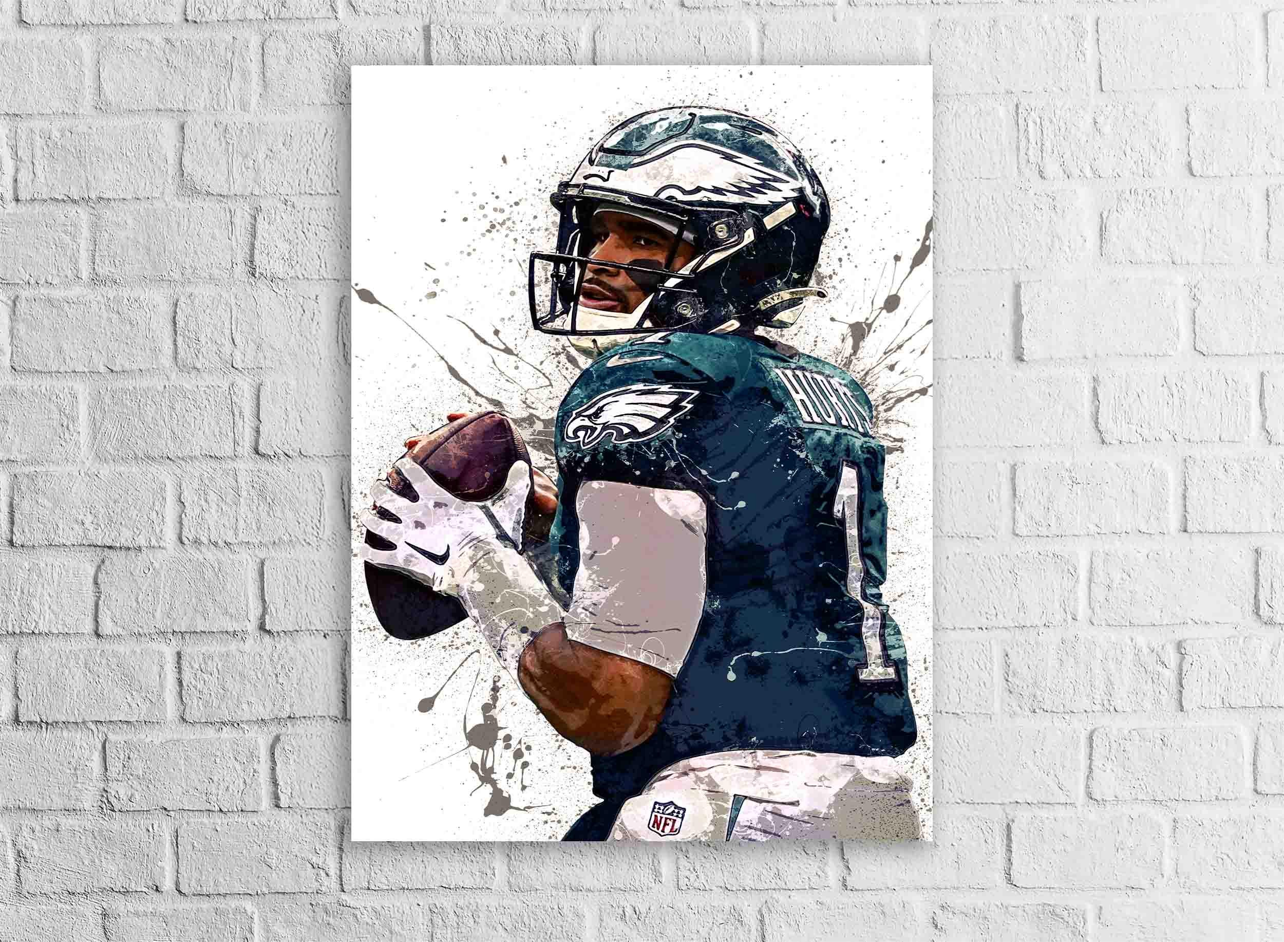 Jalen Hurts Poster, Philadelphia Eagles, Gallery Canvas Wrap or Museum-Quality Poster, Fine Art, Wall Decor for Man Cave, Kids room