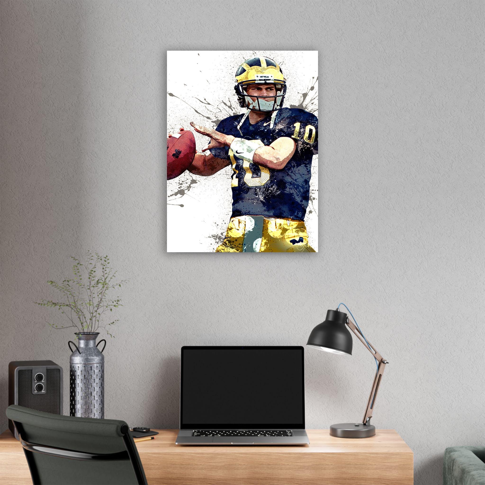 Tom Brady Poster, Michigan Wolverines, Gallery Canvas Wrap or Museum-Quality Poster, Fine Art, Man Cave, Kids room, Dorm Room