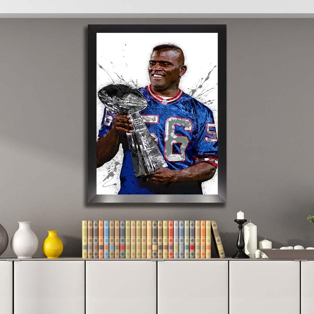 Lawrence Taylor Poster, New York Giants, Gallery Canvas Wrap or Museum-Quality Poster, Fine Art, Wall Decor for Man Cave, Kids room