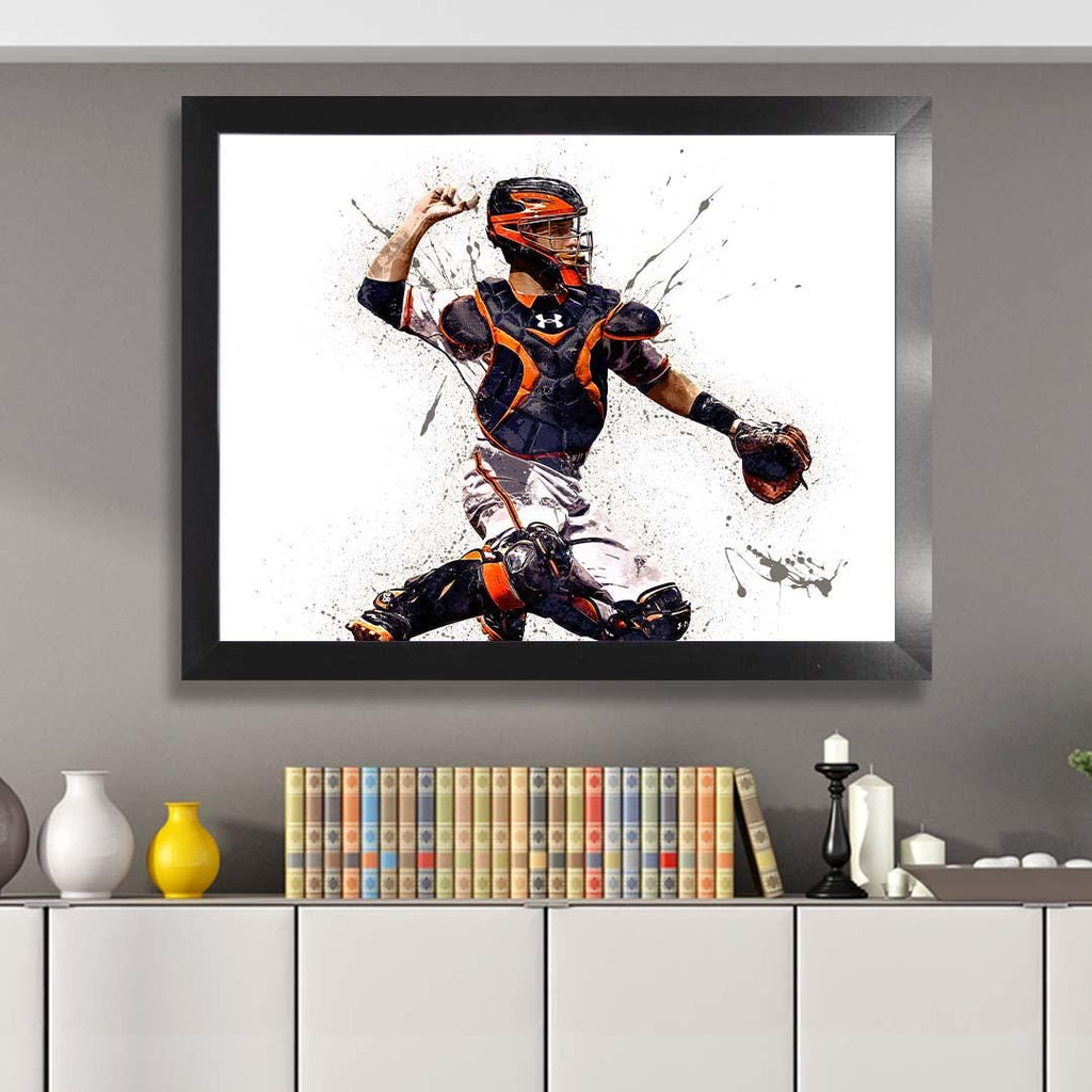 Buster Posey Poster, San Francisco Giants, Gallery Canvas Wrap or Museum-Quality Poster, Fine Art, Man Cave, Kids room, Dorm Room, Kids Room