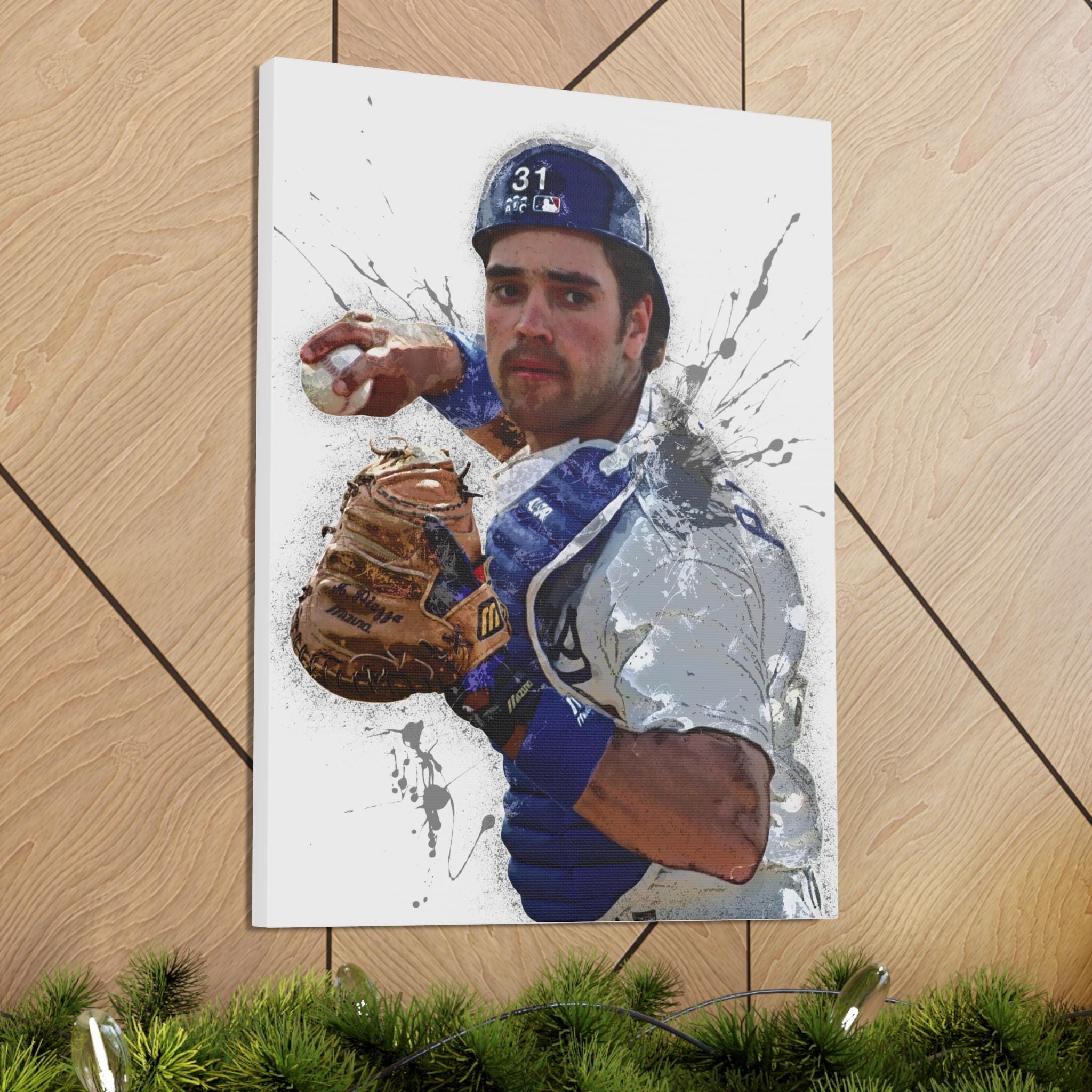 Mike Piazza Poster, Los Angeles Dodgers, Gallery Canvas Wrap, Fine Art, Wall Decor for Man Cave, Kids room, Dorm Room