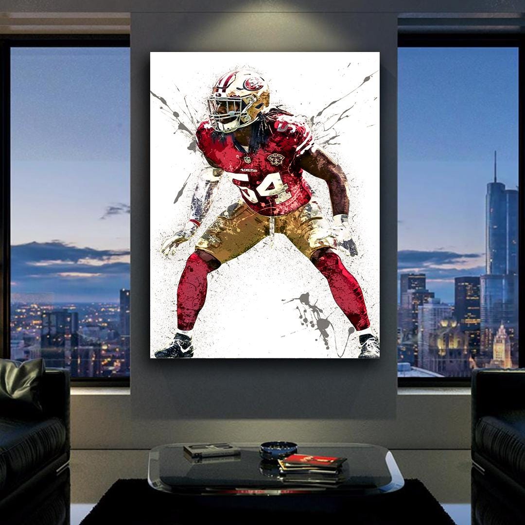 Fred Warner, San Francisco 49ers, Gallery Canvas Wrap or Museum-Quality Poster, Fine Art, Wall Decor for Man Cave, Kids room, Dorm