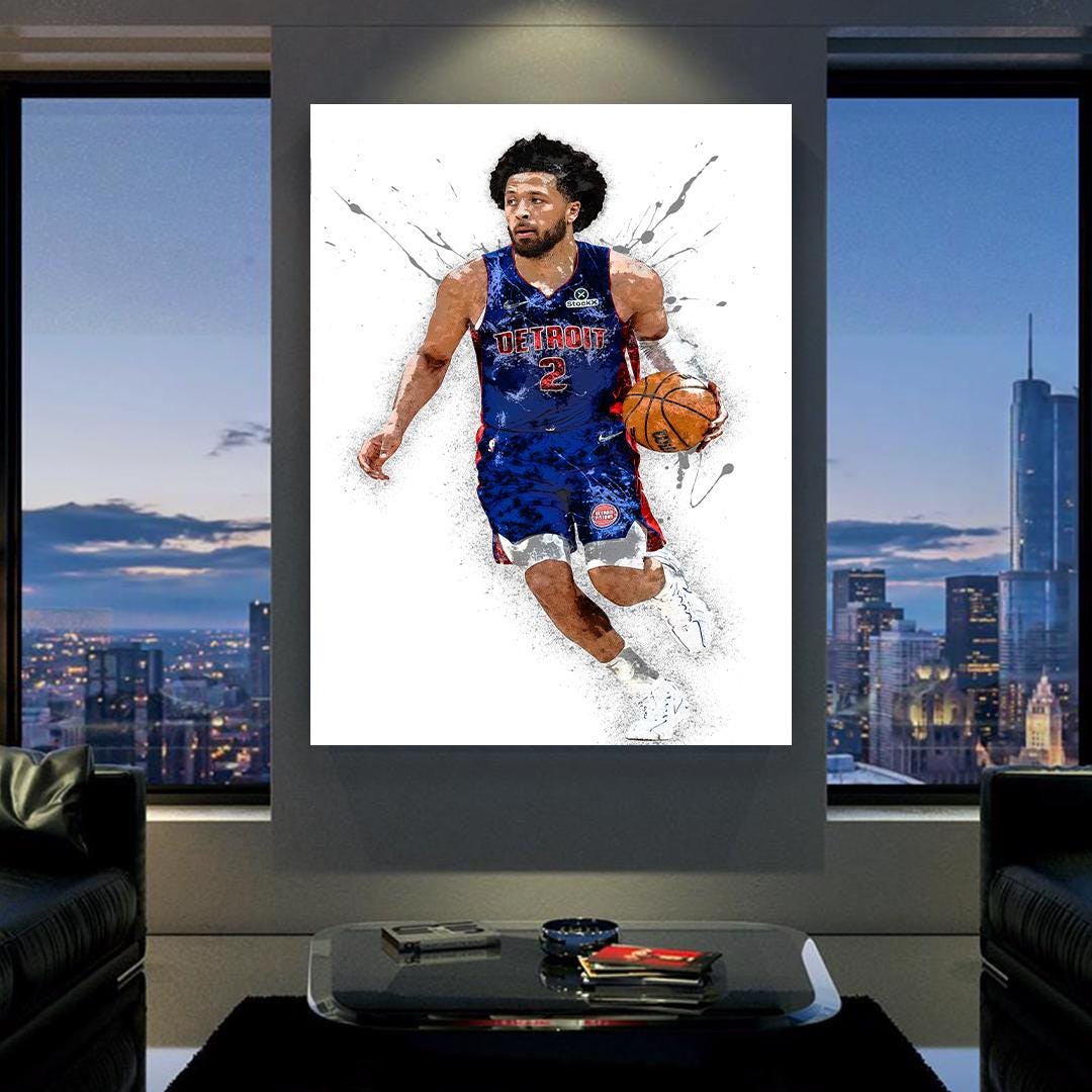 Cade Cunningham Poster, Detroit Pistons, Gallery Canvas Wrap or Museum-Quality Poster, Fine Art, Man Cave, Kids room, Dorm Room