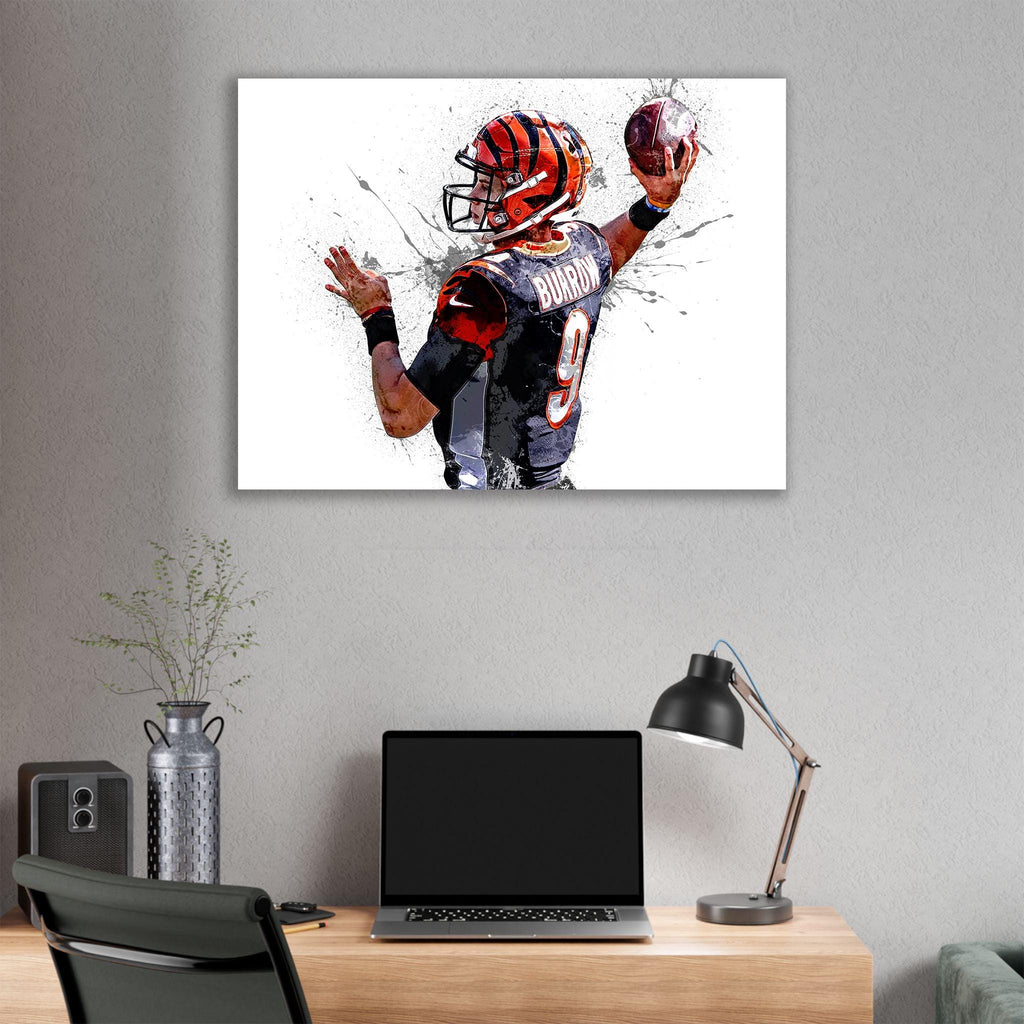 Joe Burrow Poster, Cincinnati Bengals, Gallery Canvas Wrap or Museum-Quality Poster, Fine Art, Man Cave, Kids room, Office
